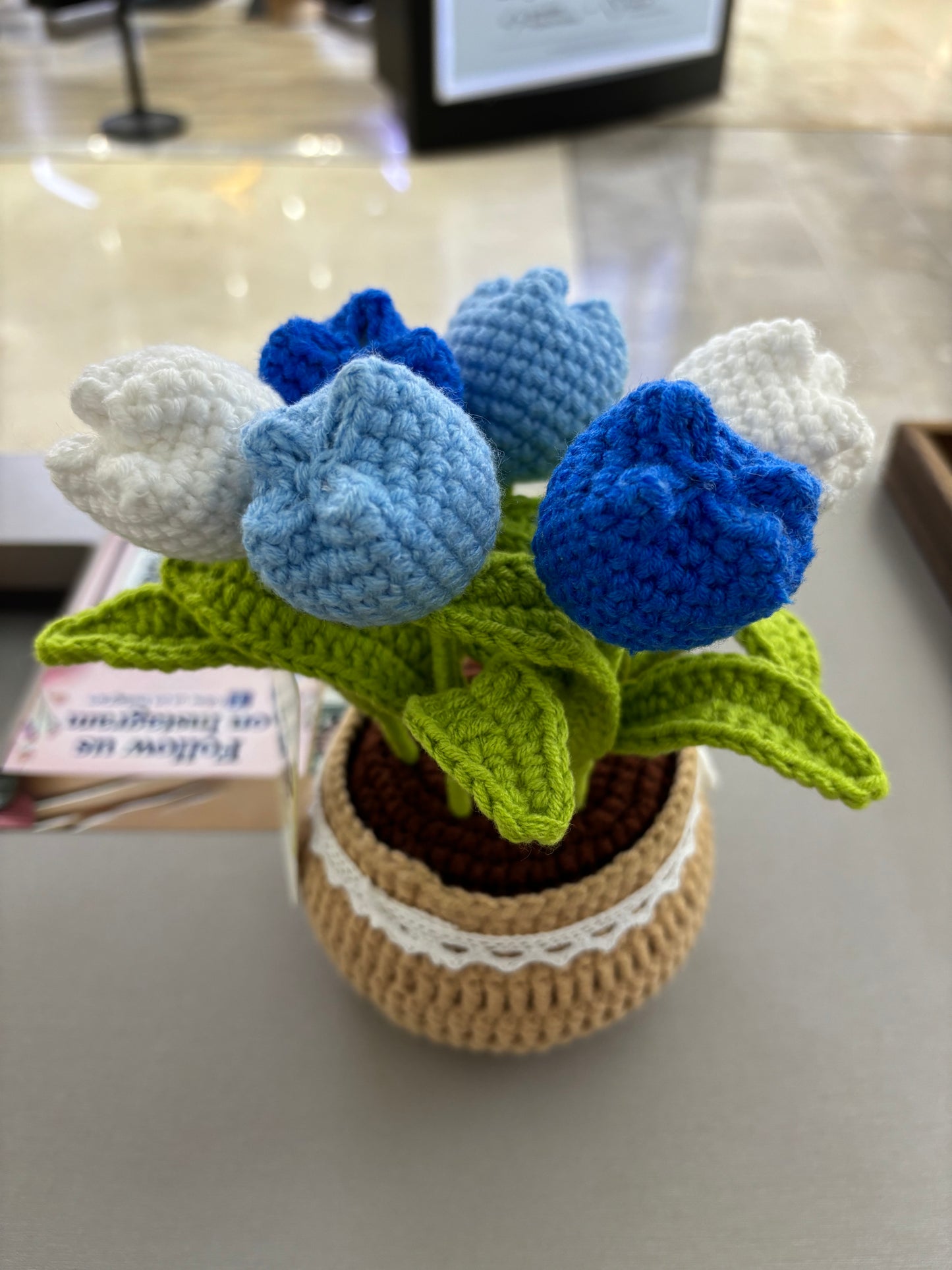 Handmade Crochet Tulip Bouquet in Decorative Pot