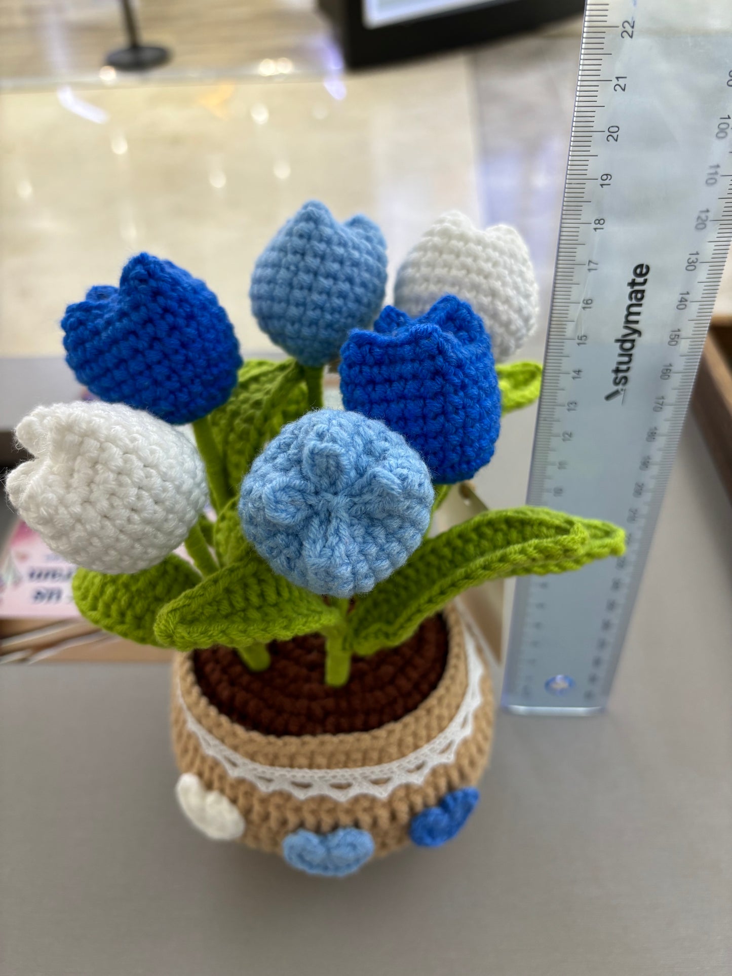 Handmade Crochet Tulip Bouquet in Decorative Pot
