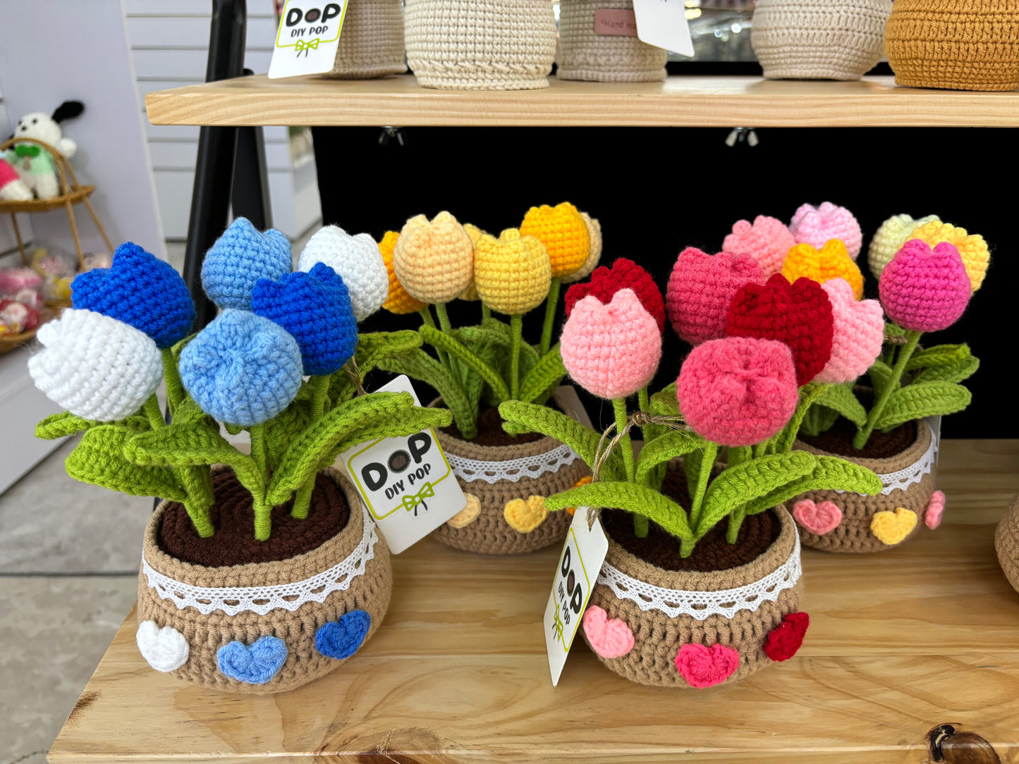 Handmade Crochet Tulip Bouquet in Decorative Pot