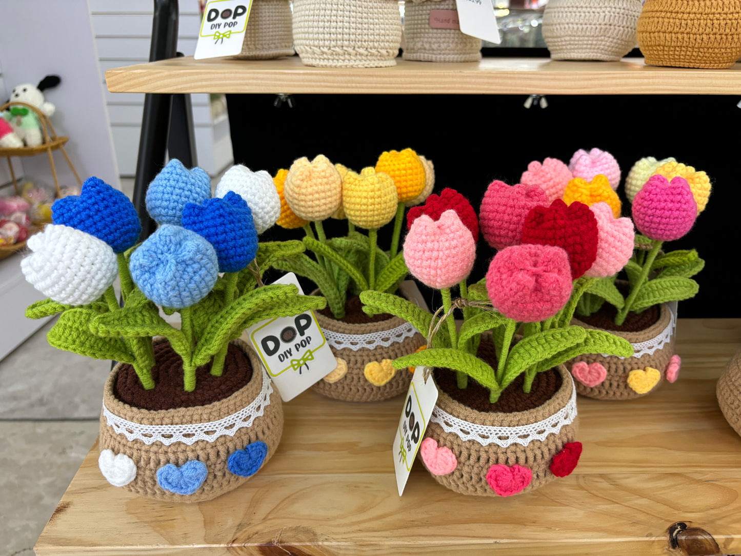 Handmade Crochet Tulip Bouquet in Decorative Pot