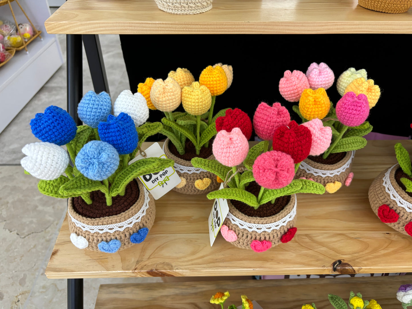 Handmade Crochet Tulip Bouquet in Decorative Pot