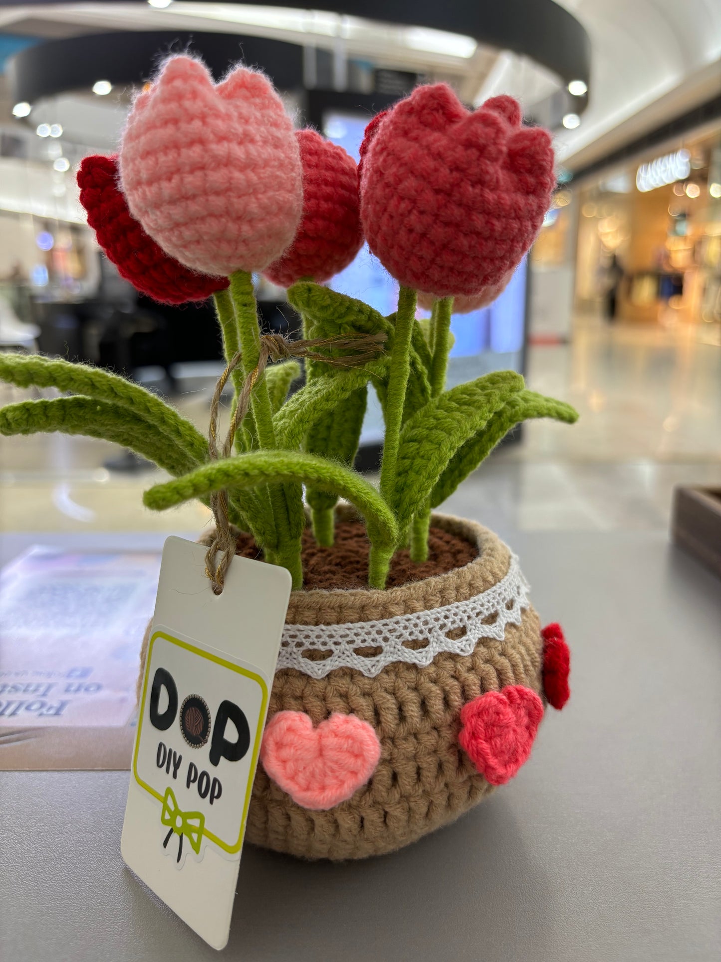 Handmade Crochet Tulip Bouquet in Decorative Pot