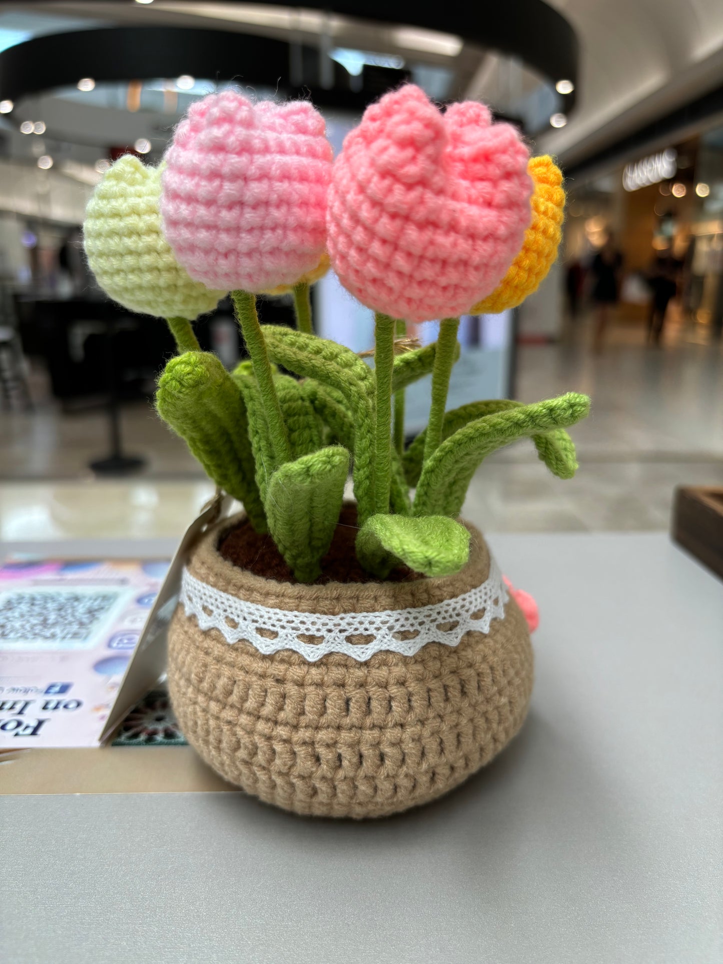 Handmade Crochet Tulip Bouquet in Decorative Pot