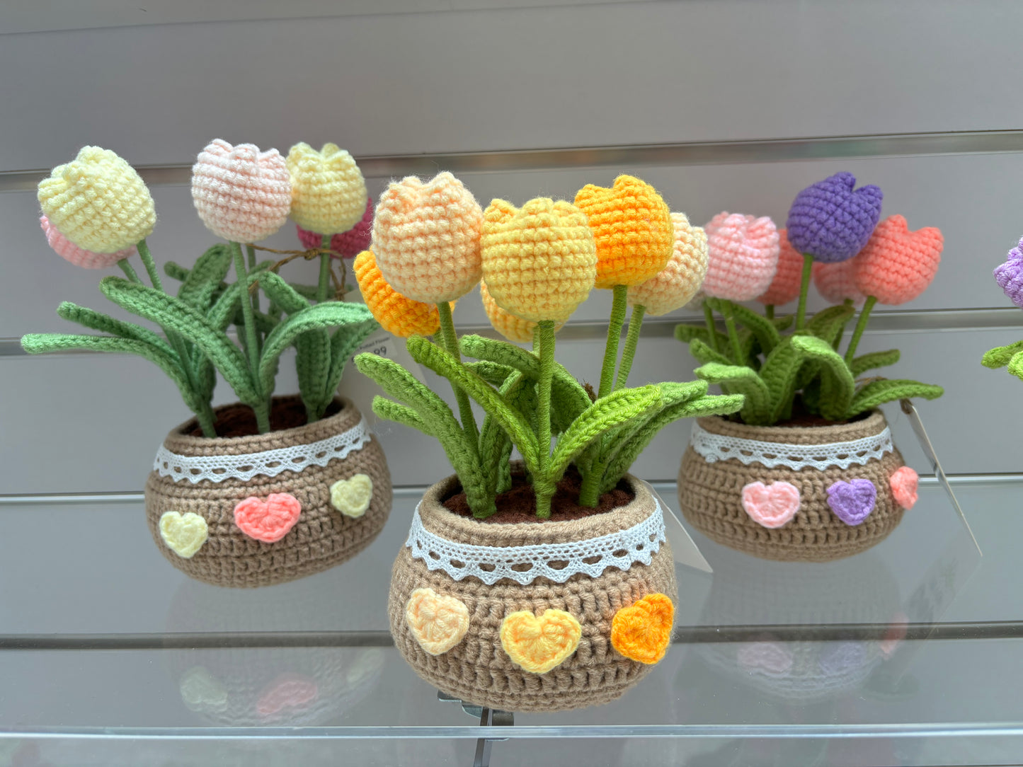 Handmade Crochet Tulip Bouquet in Decorative Pot