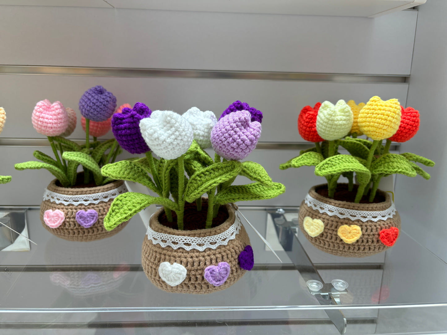 Handmade Crochet Tulip Bouquet in Decorative Pot