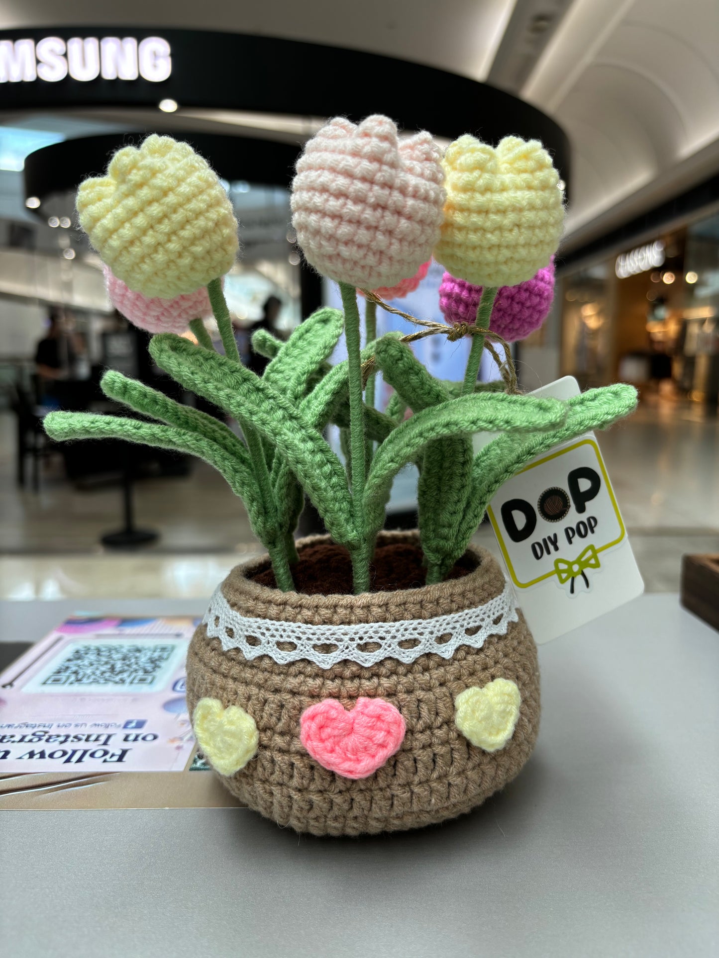 Handmade Crochet Tulip Bouquet in Decorative Pot