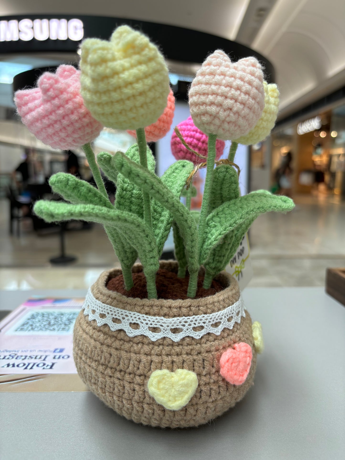 Handmade Crochet Tulip Bouquet in Decorative Pot