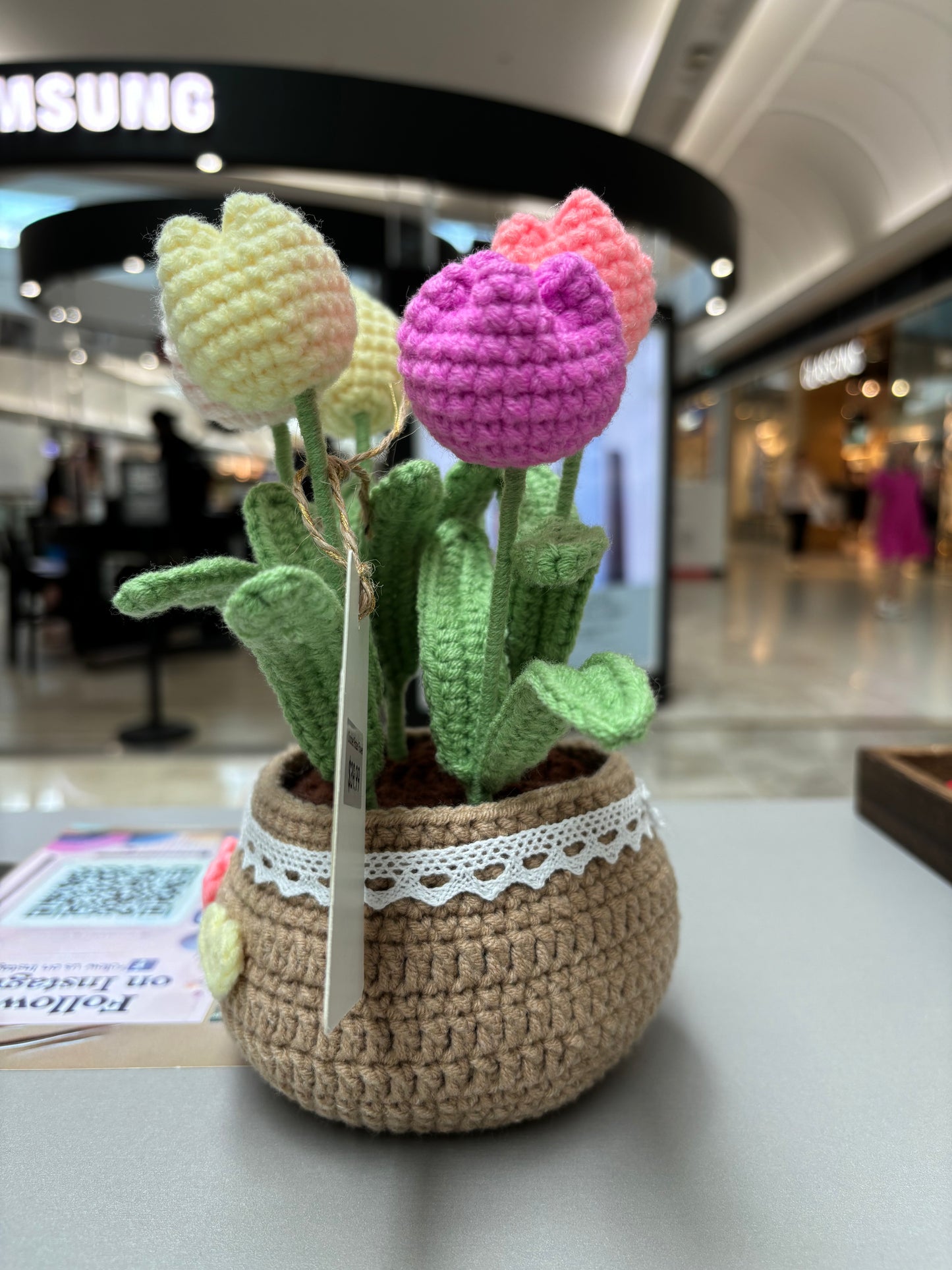 Handmade Crochet Tulip Bouquet in Decorative Pot