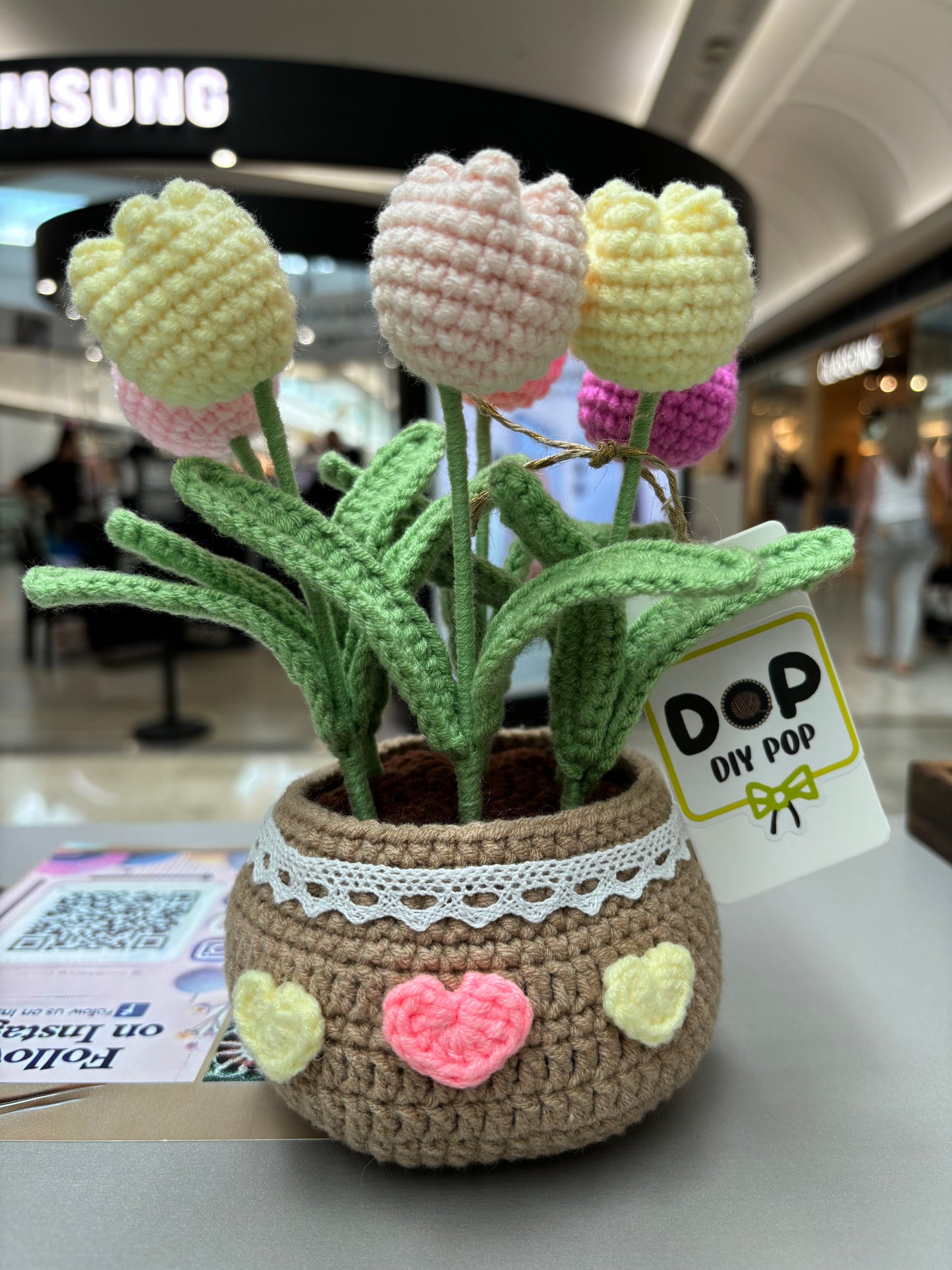 Handmade Crochet Tulip Bouquet in Decorative Pot