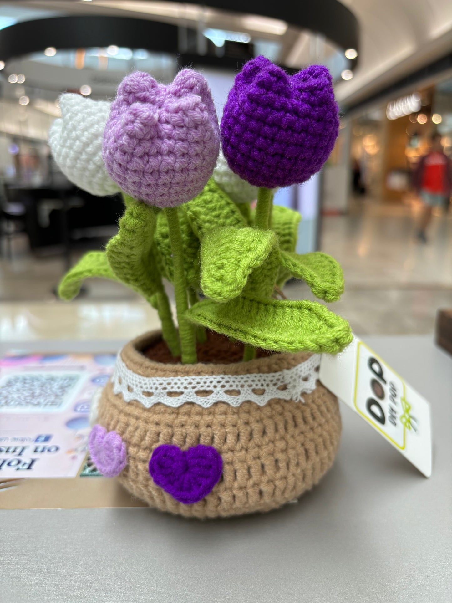 Handmade Crochet Tulip Bouquet in Decorative Pot