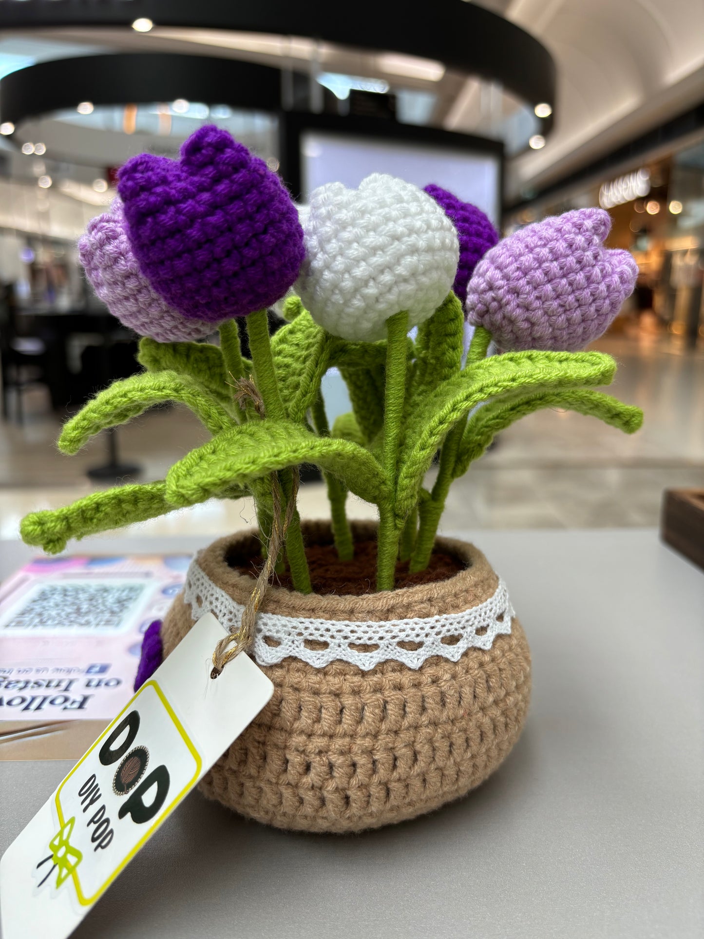 Handmade Crochet Tulip Bouquet in Decorative Pot