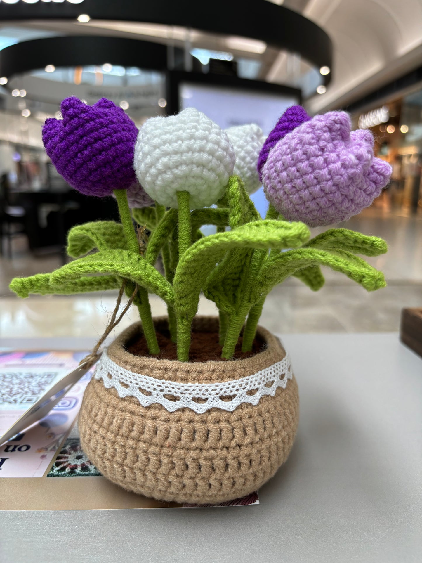 Handmade Crochet Tulip Bouquet in Decorative Pot