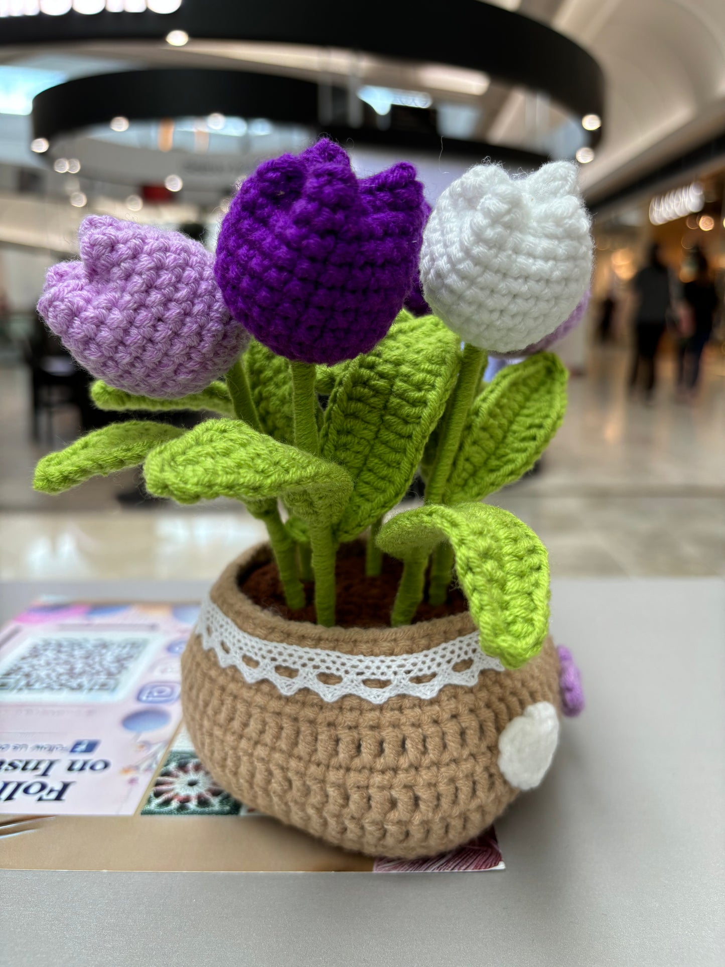 Handmade Crochet Tulip Bouquet in Decorative Pot