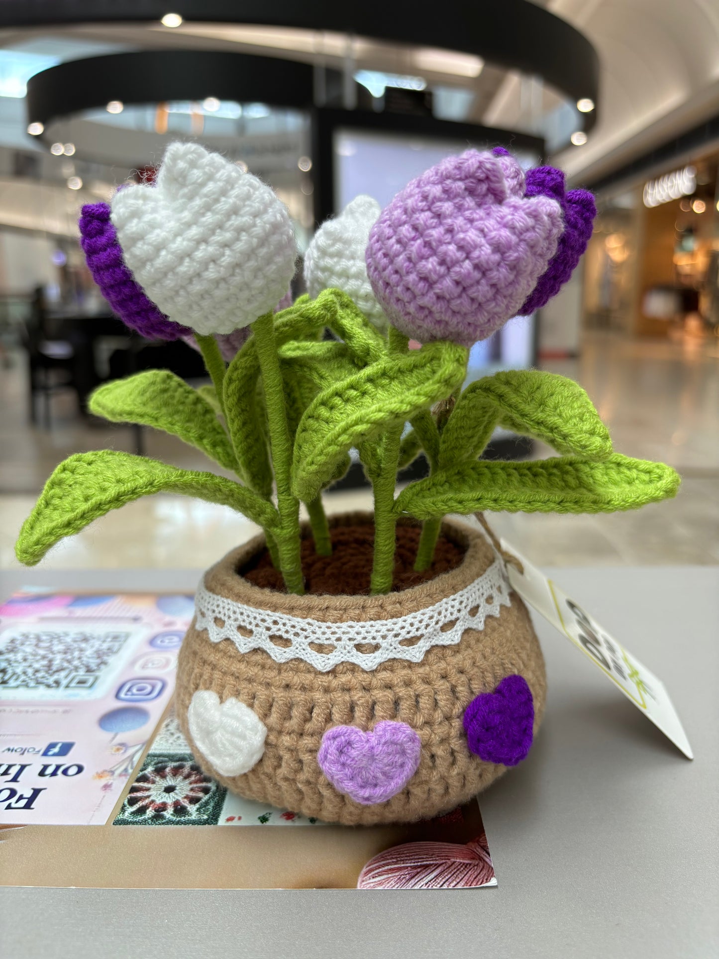 Handmade Crochet Tulip Bouquet in Decorative Pot