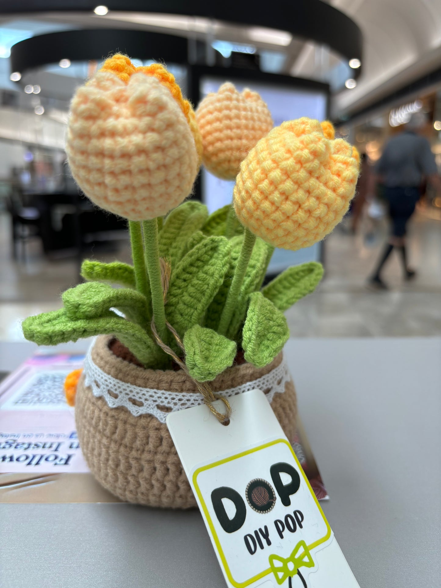 Handmade Crochet Tulip Bouquet in Decorative Pot
