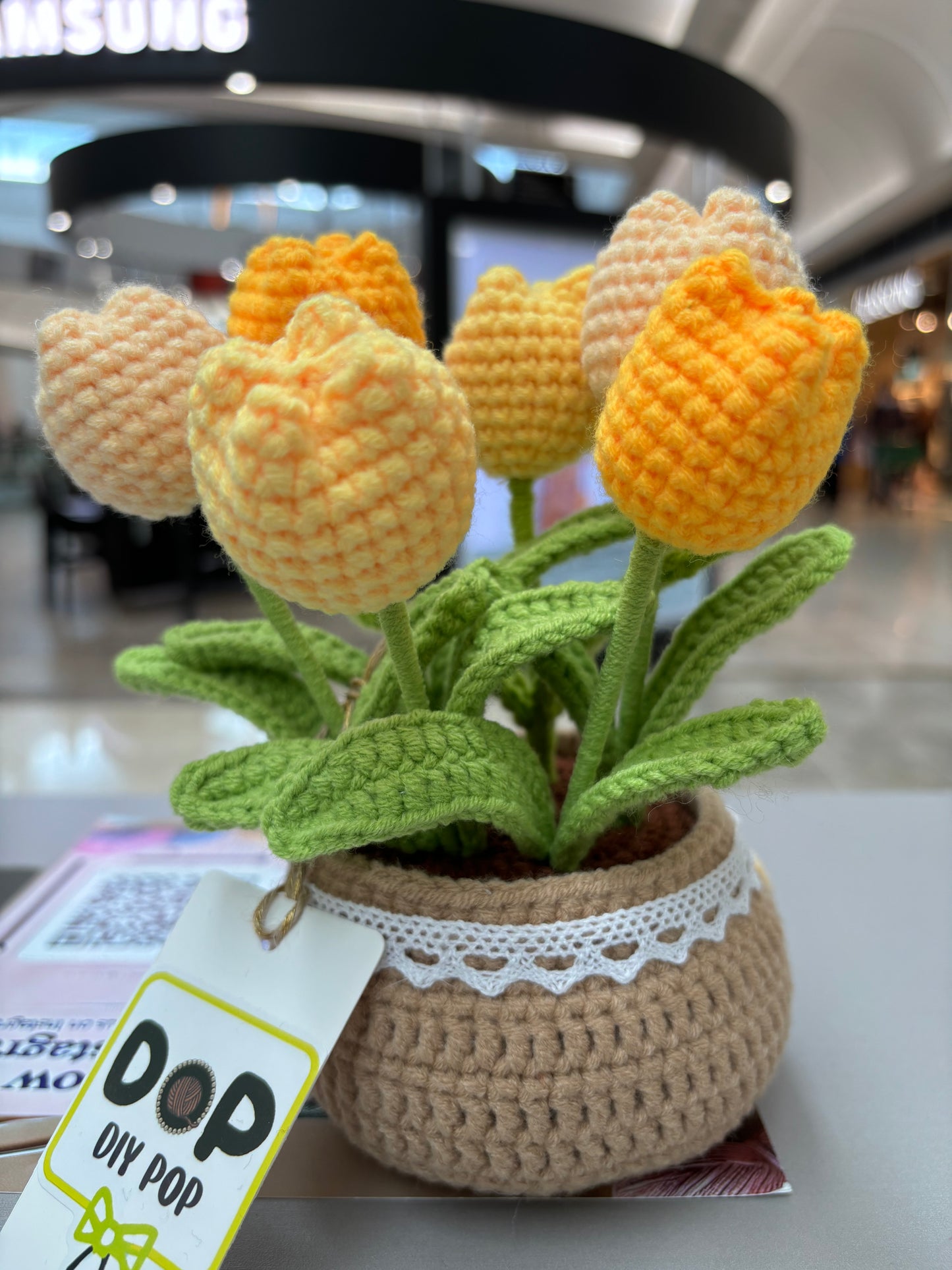 Handmade Crochet Tulip Bouquet in Decorative Pot