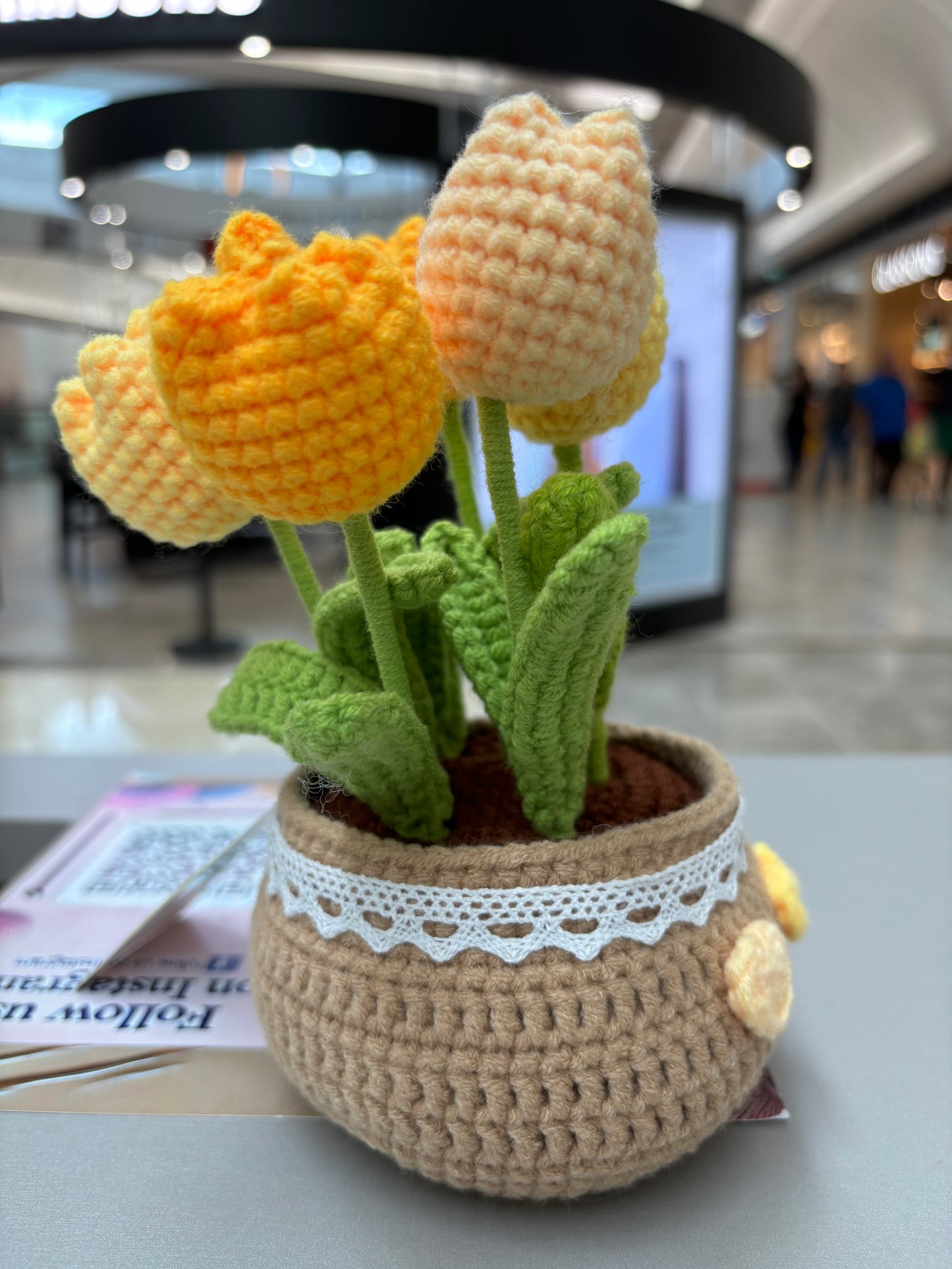 Handmade Crochet Tulip Bouquet in Decorative Pot