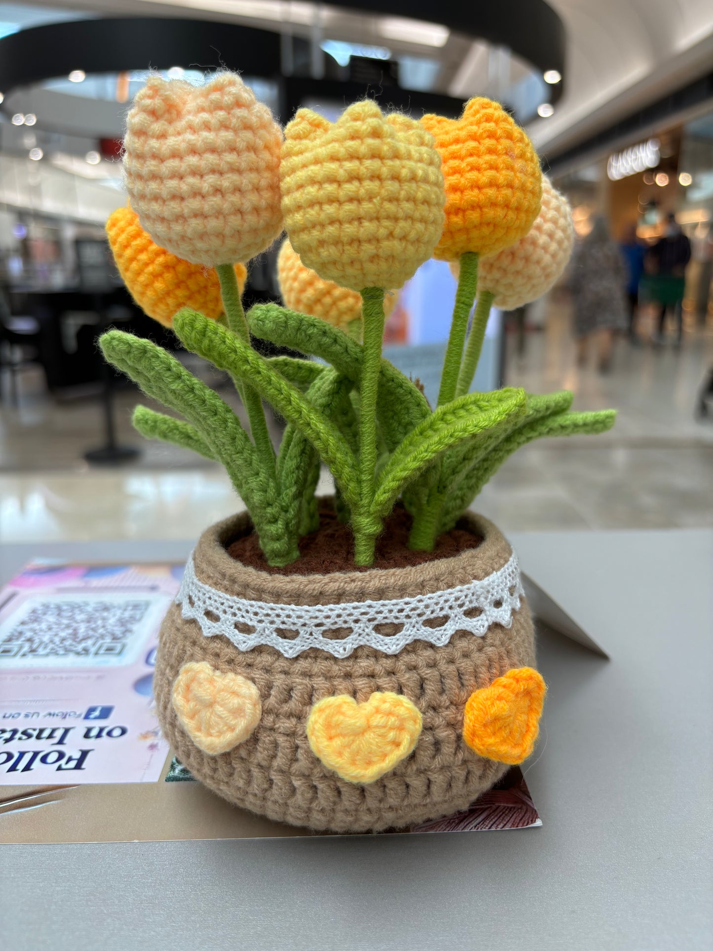 Handmade Crochet Tulip Bouquet in Decorative Pot
