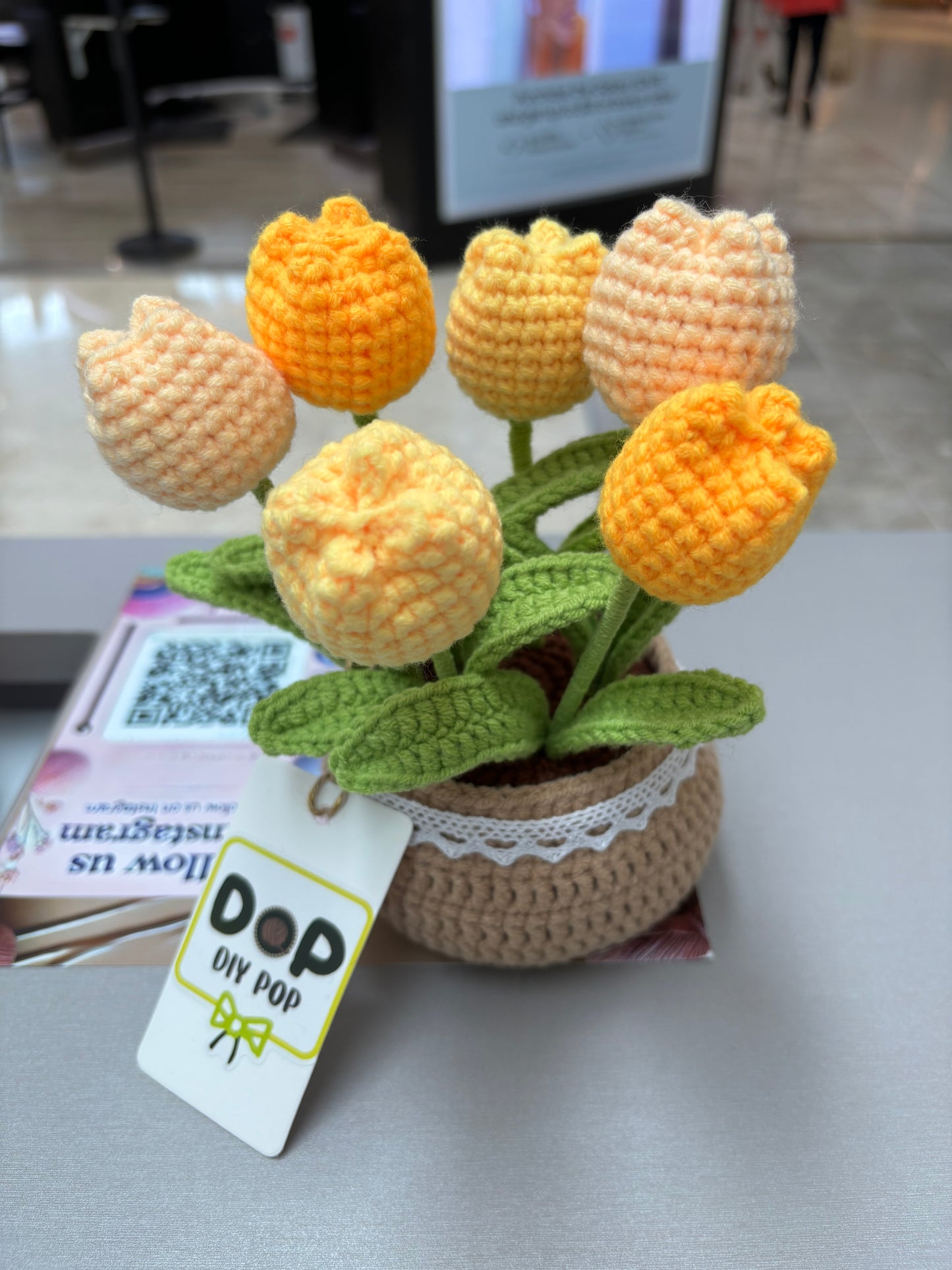 Handmade Crochet Tulip Bouquet in Decorative Pot