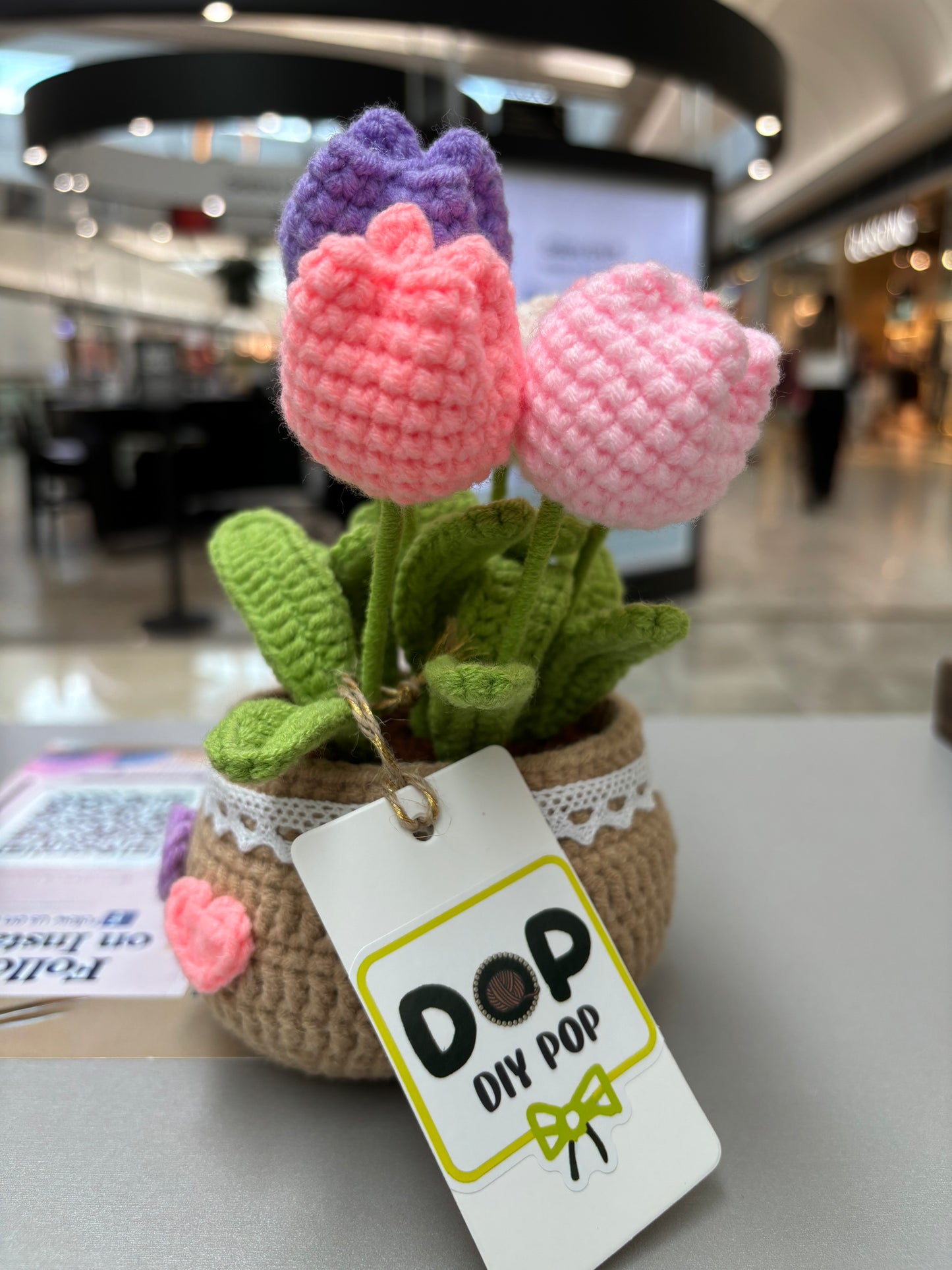 Handmade Crochet Tulip Bouquet in Decorative Pot