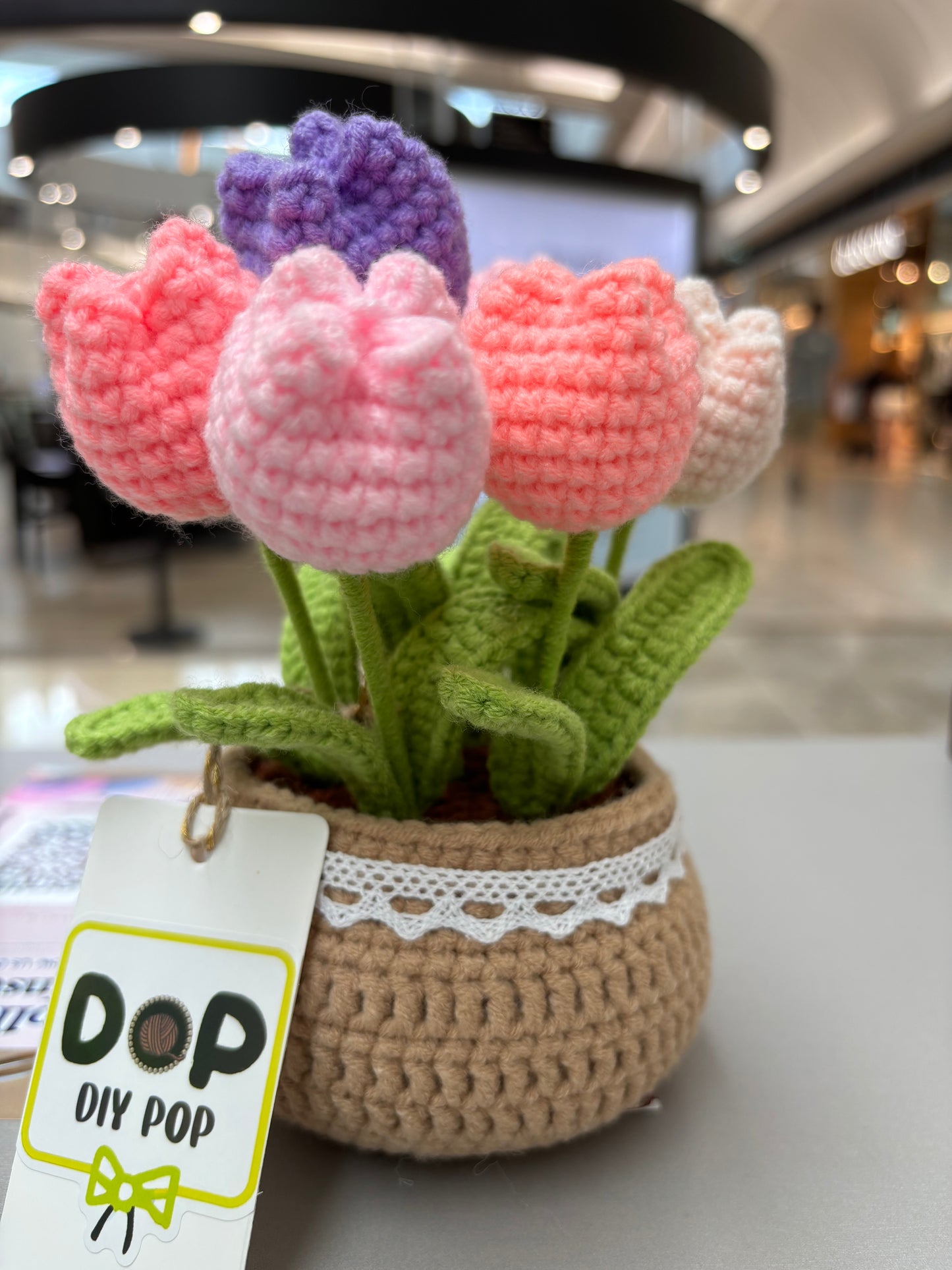 Handmade Crochet Tulip Bouquet in Decorative Pot