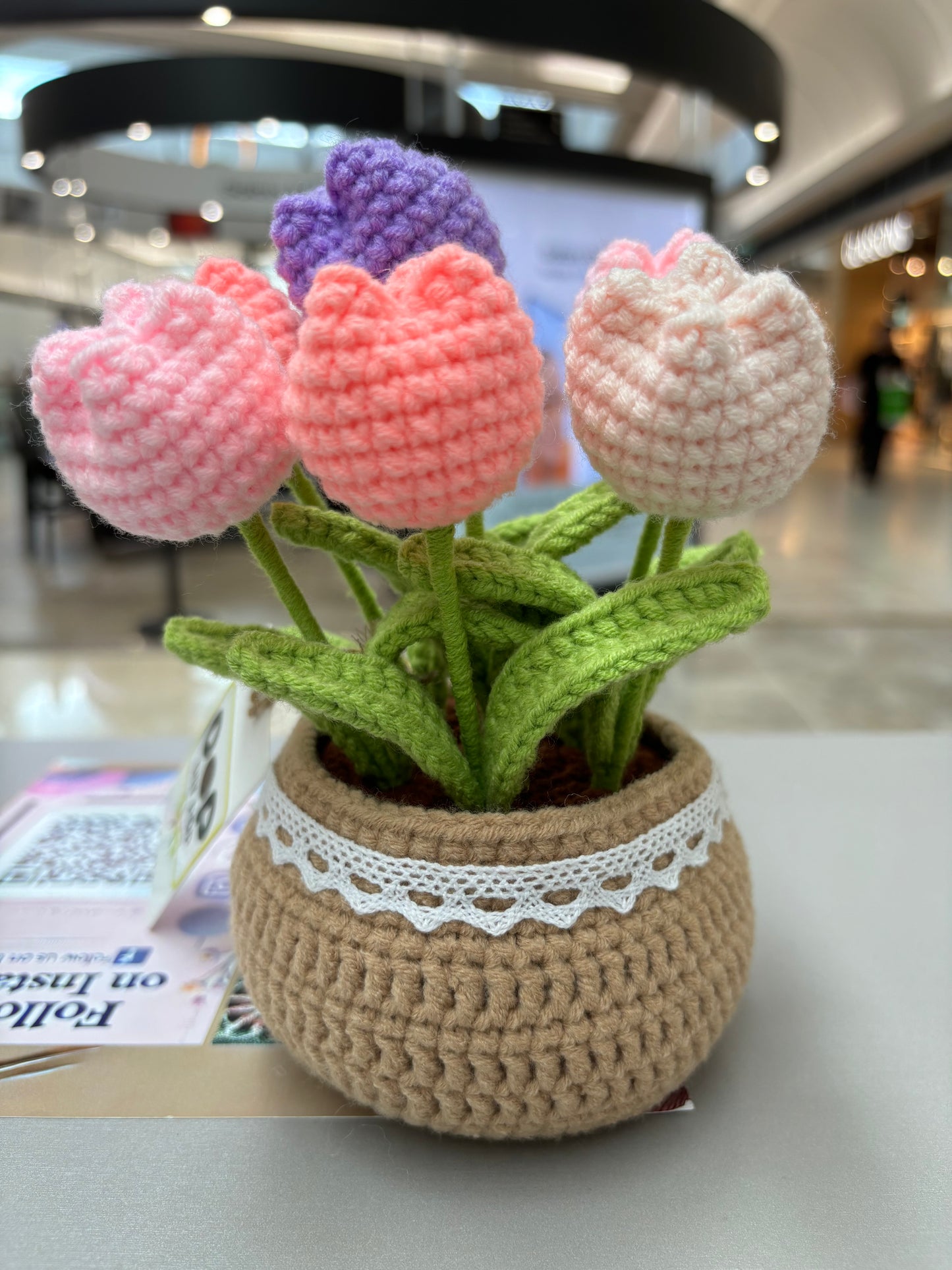 Handmade Crochet Tulip Bouquet in Decorative Pot