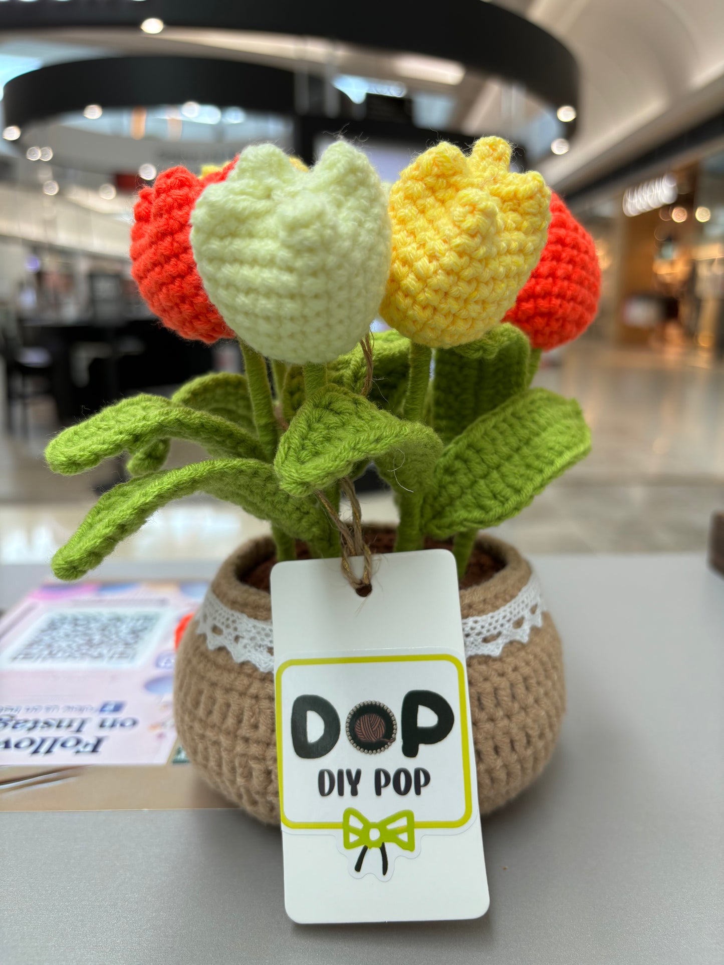 Handmade Crochet Tulip Bouquet in Decorative Pot