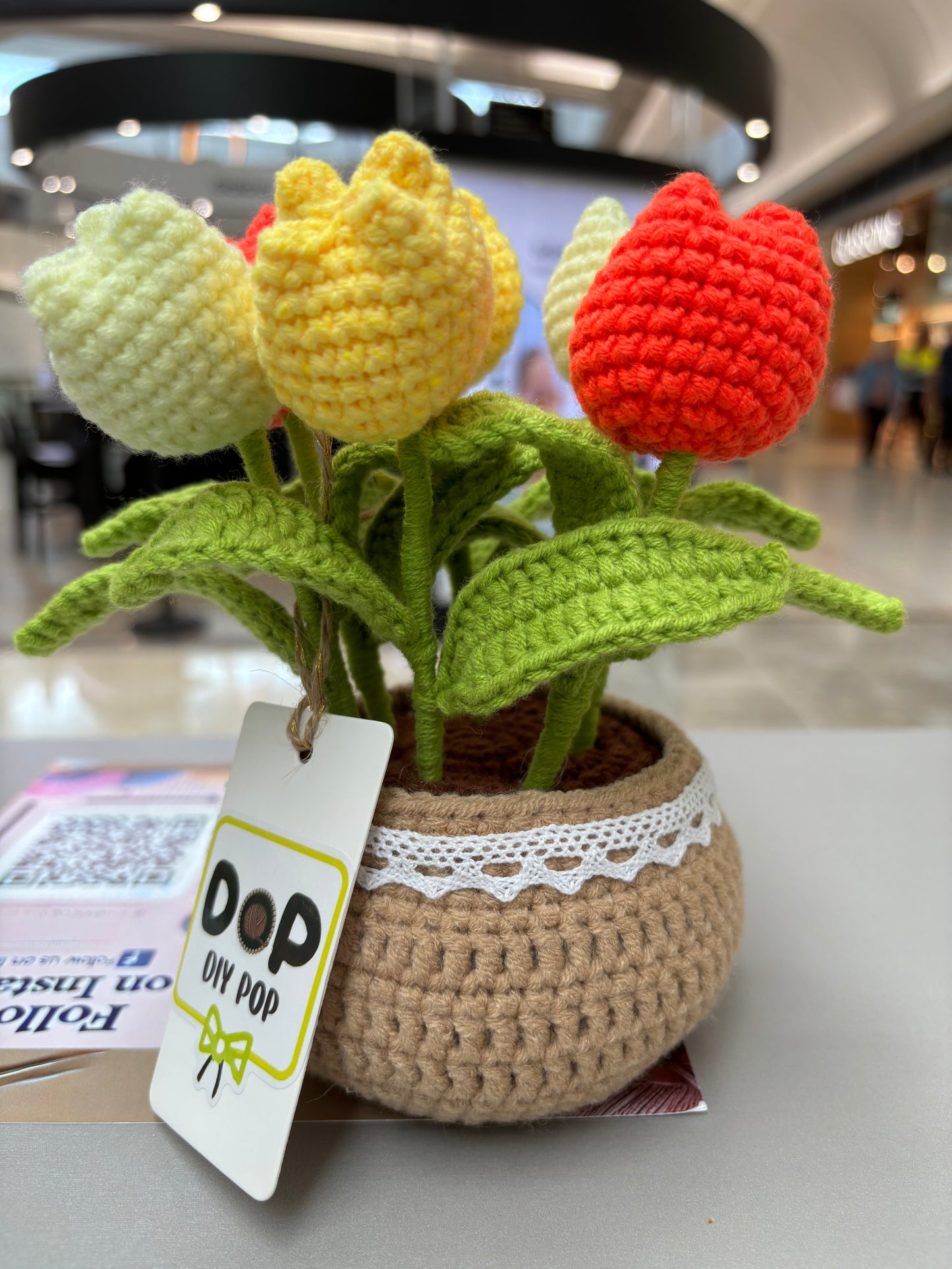 Handmade Crochet Tulip Bouquet in Decorative Pot