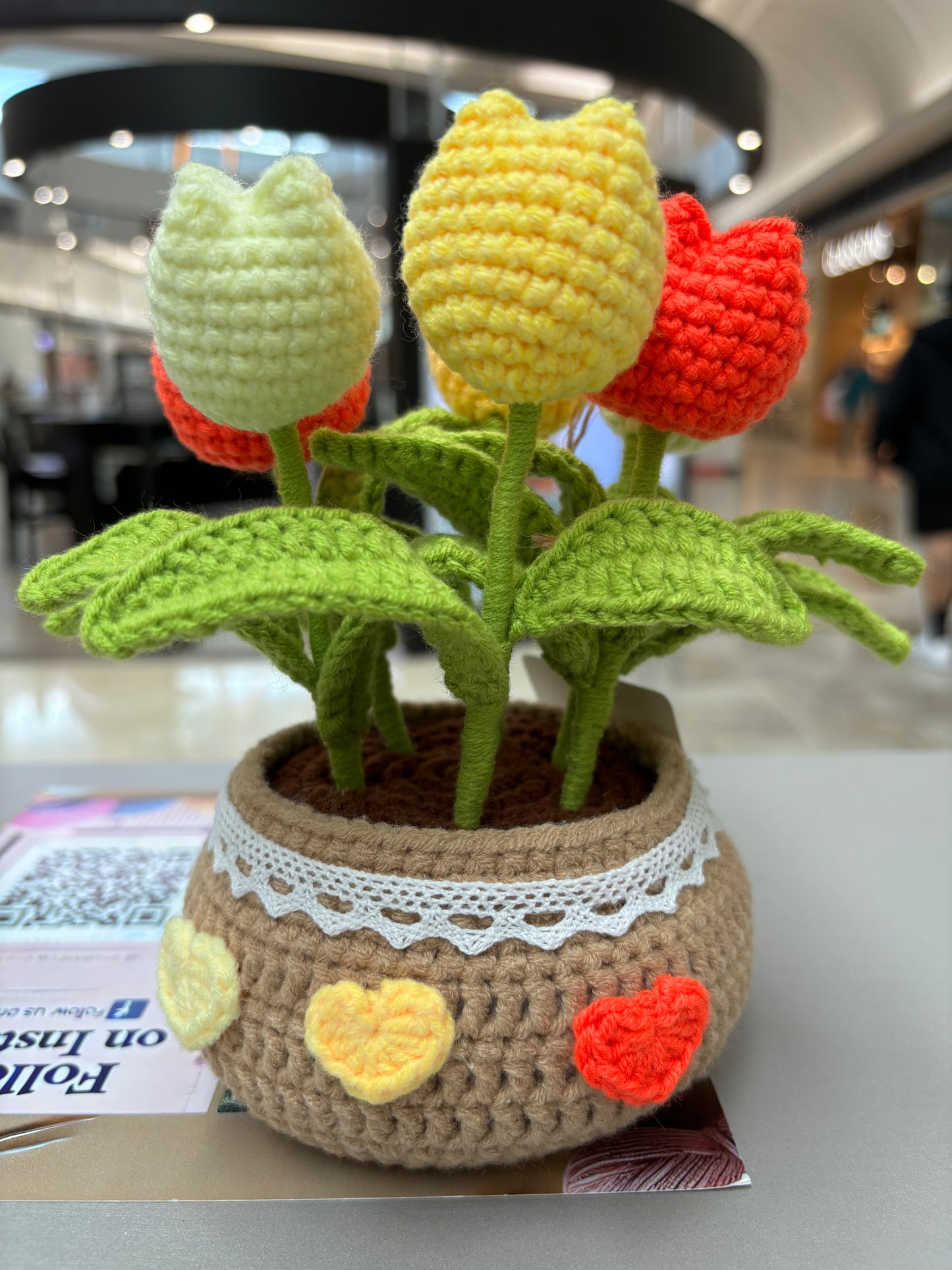 Handmade Crochet Tulip Bouquet in Decorative Pot