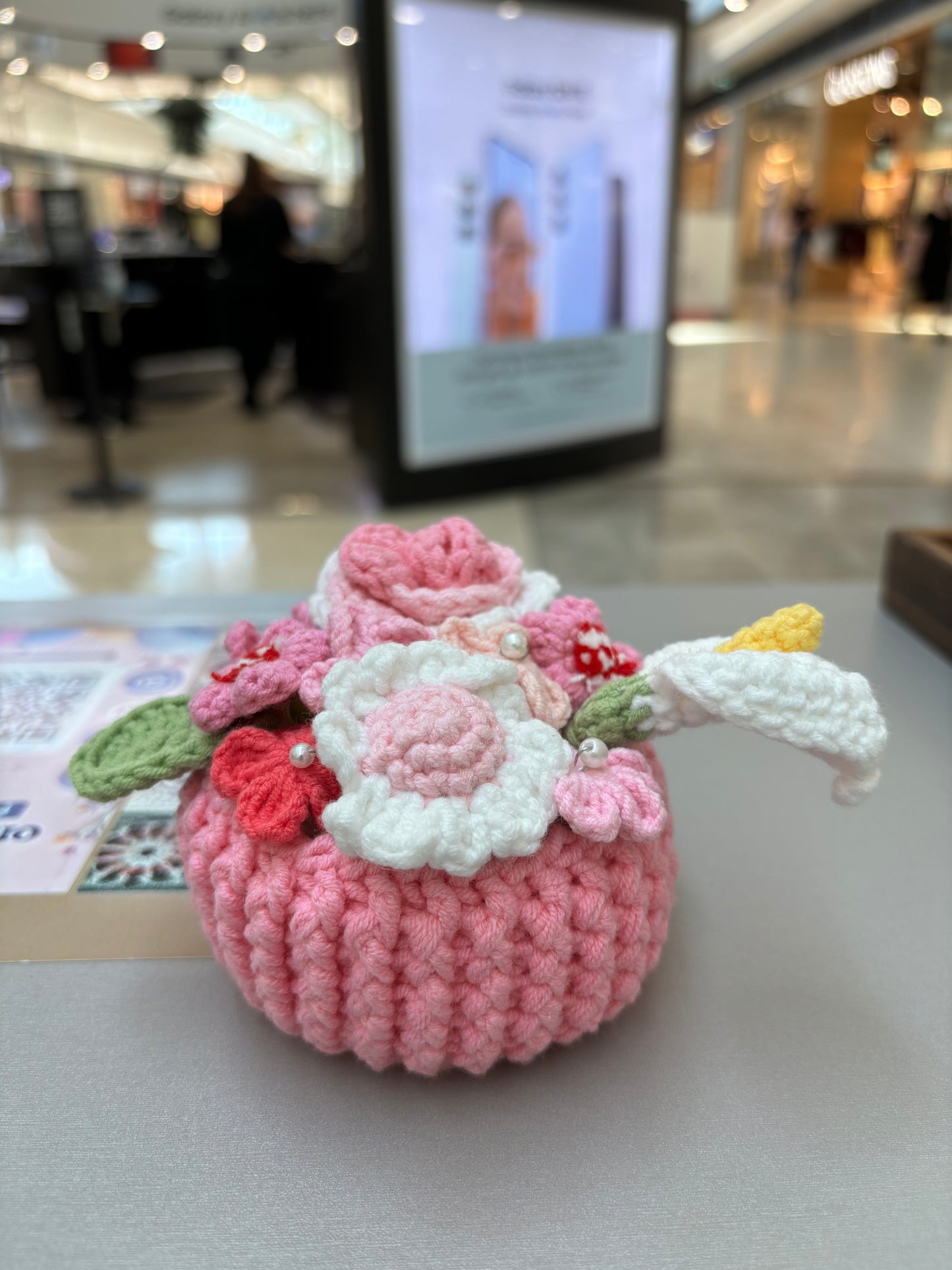 Handmade Crochet Flower Bouquets in Decorative Pots