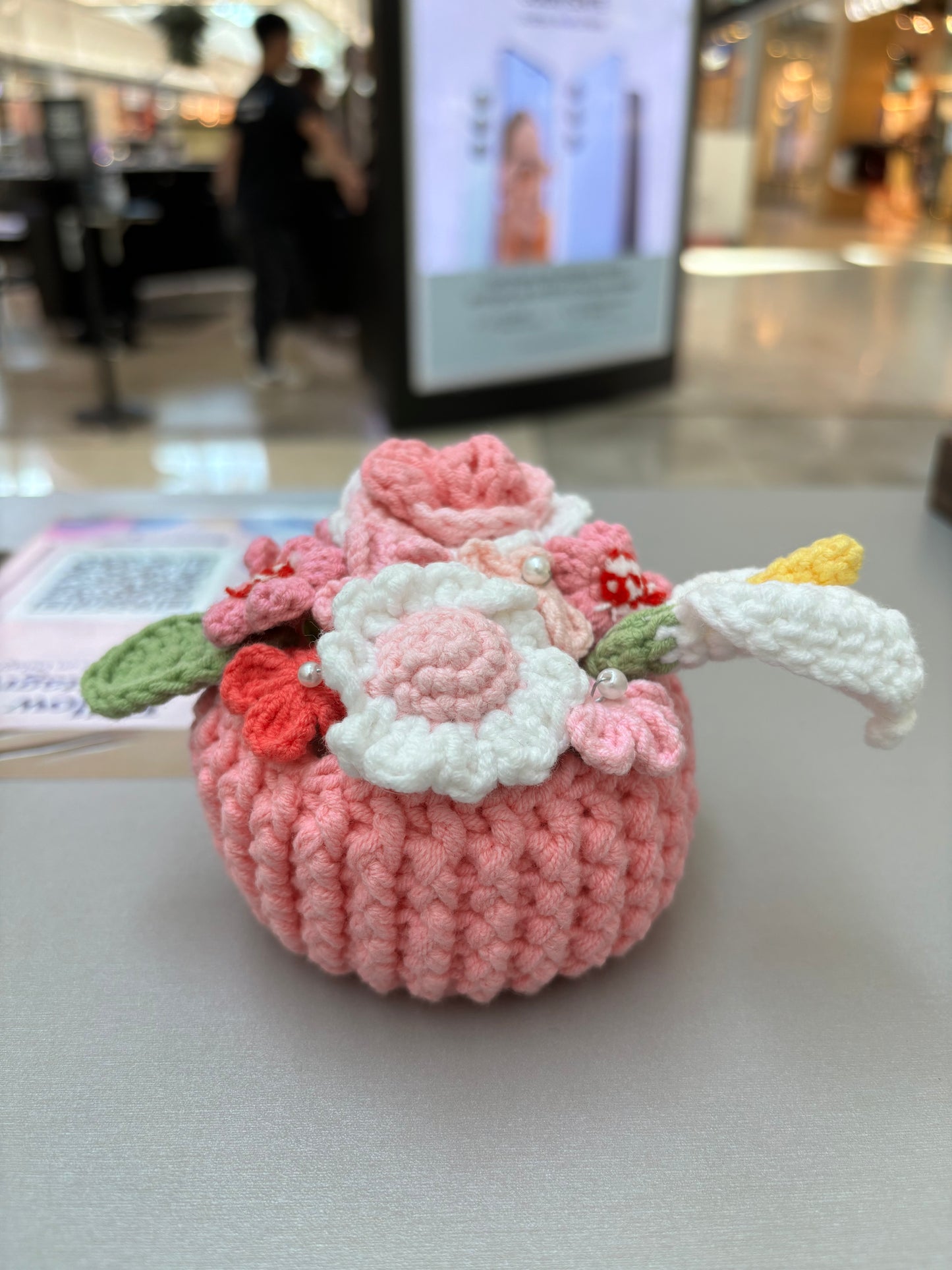 Handmade Crochet Flower Bouquets in Decorative Pots