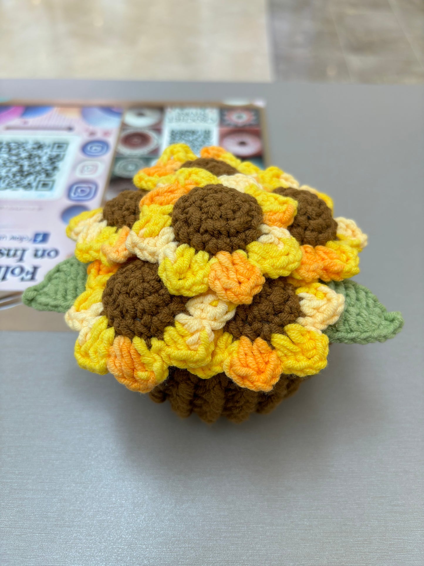 Handmade Crochet Flower Bouquets in Decorative Pots