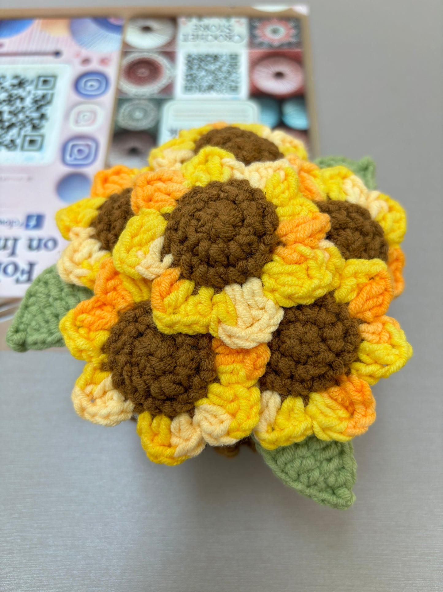 Handmade Crochet Flower Bouquets in Decorative Pots