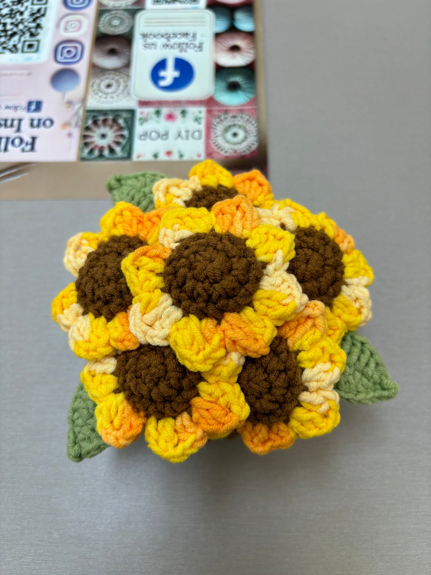 Handmade Crochet Flower Bouquets in Decorative Pots