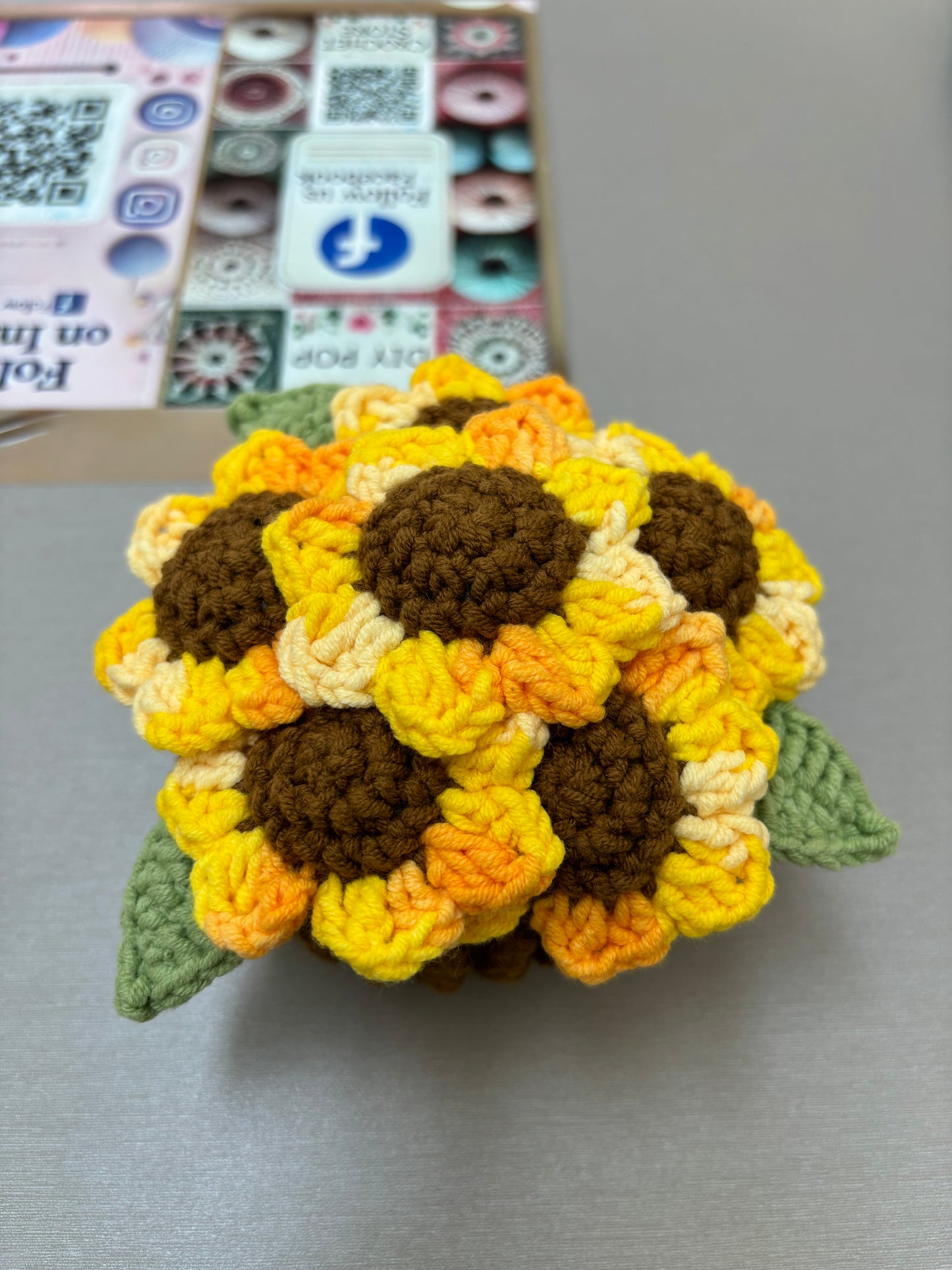 Handmade Crochet Flower Bouquets in Decorative Pots