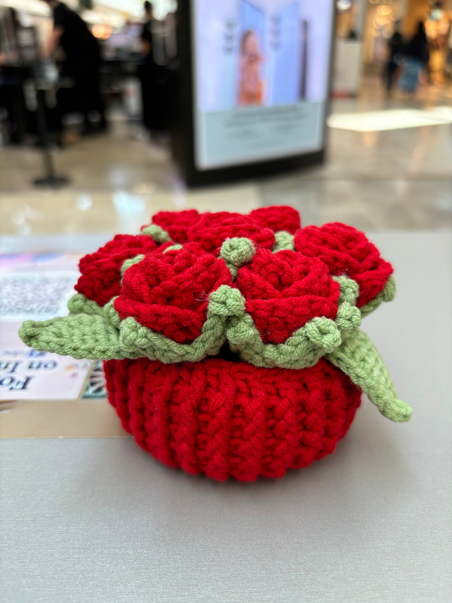 Handmade Crochet Flower Bouquets in Decorative Pots