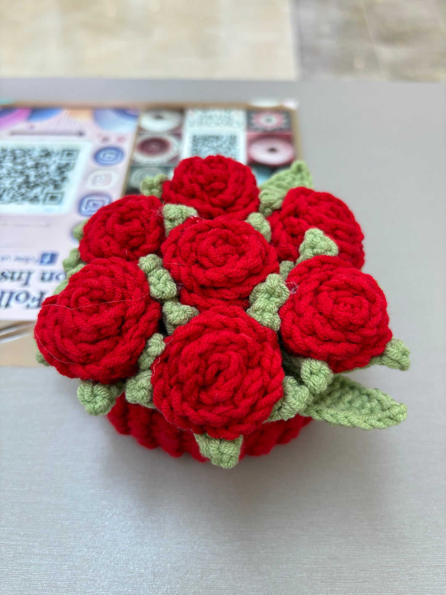 Handmade Crochet Flower Bouquets in Decorative Pots