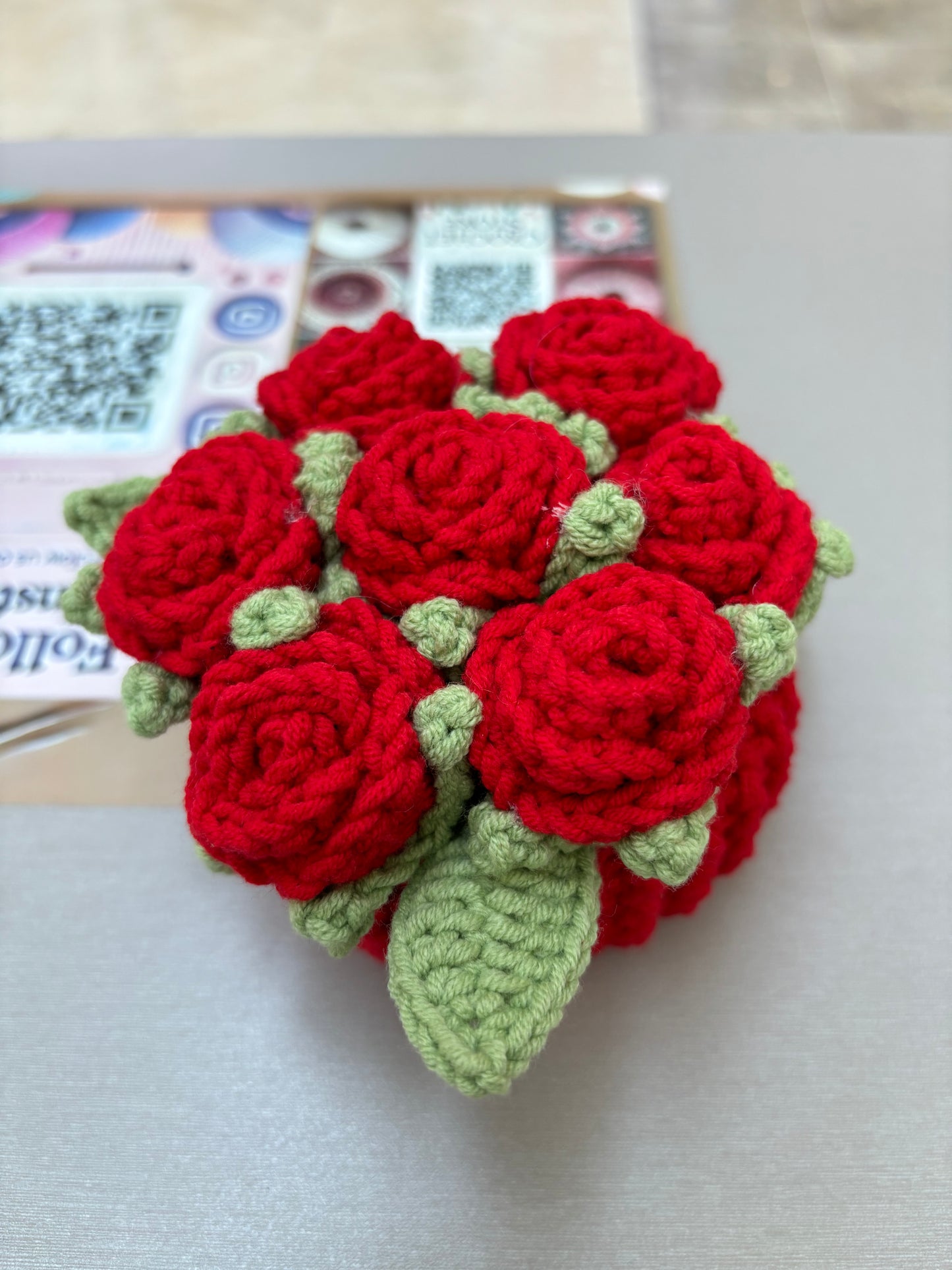 Handmade Crochet Flower Bouquets in Decorative Pots