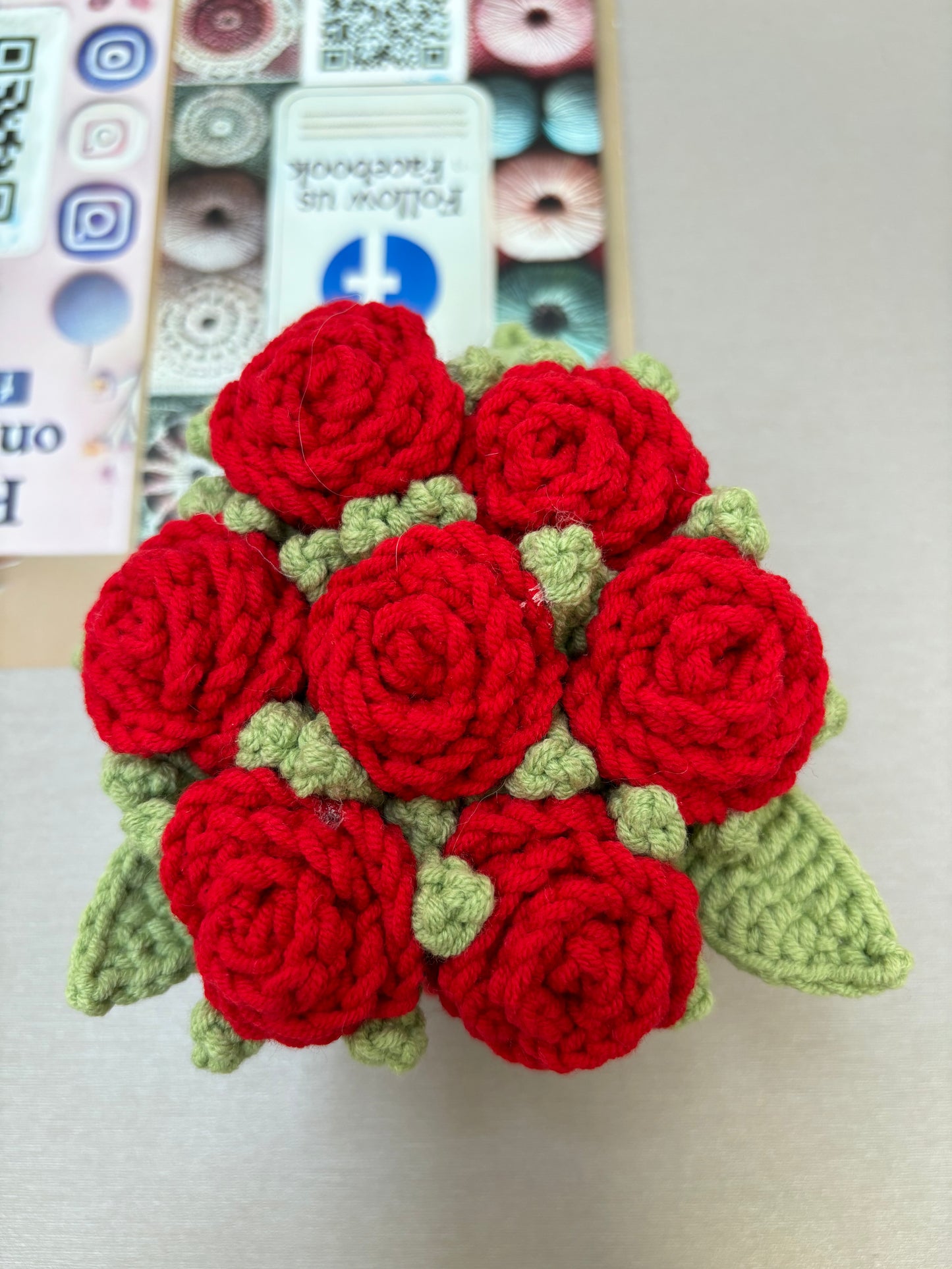 Handmade Crochet Flower Bouquets in Decorative Pots