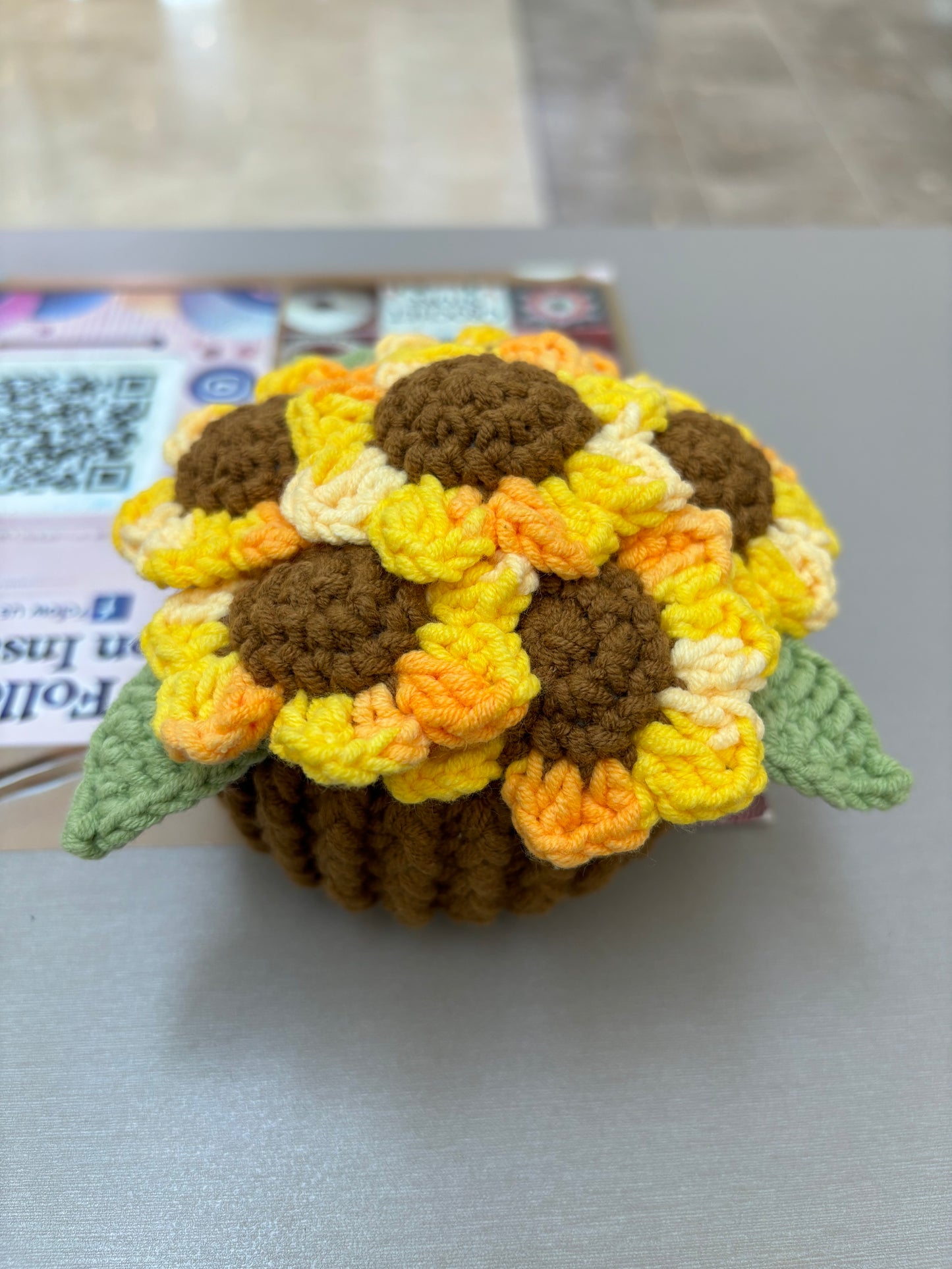 Handmade Crochet Flower Bouquets in Decorative Pots