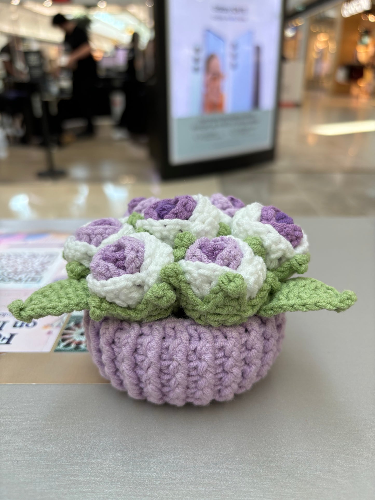 Handmade Crochet Flower Bouquets in Decorative Pots