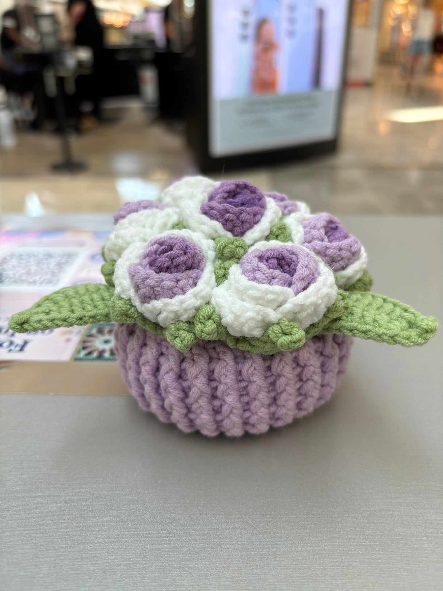 Handmade Crochet Flower Bouquets in Decorative Pots