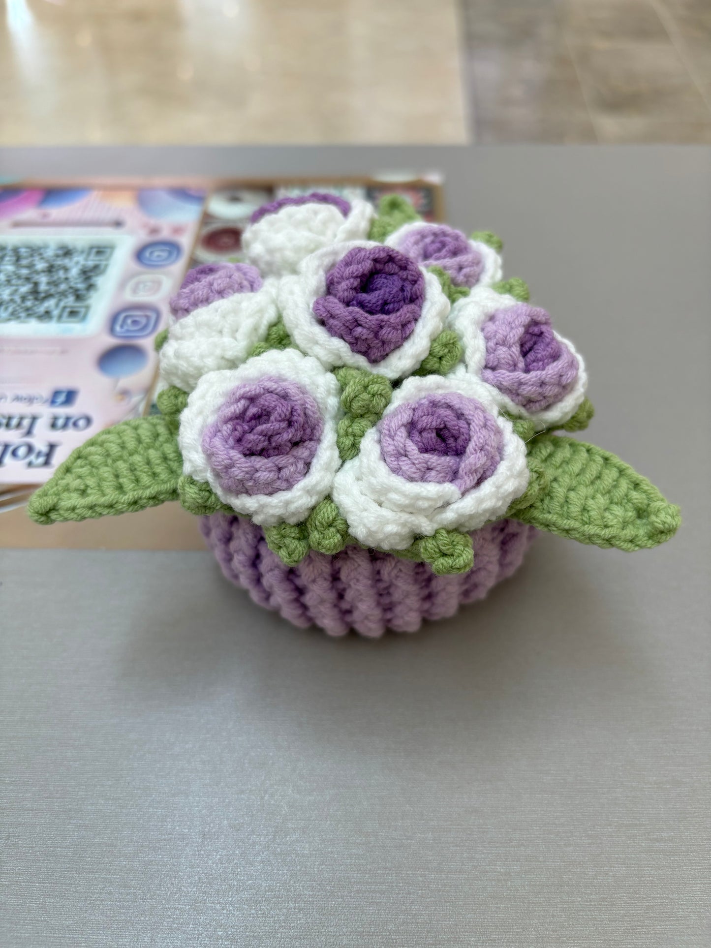 Handmade Crochet Flower Bouquets in Decorative Pots
