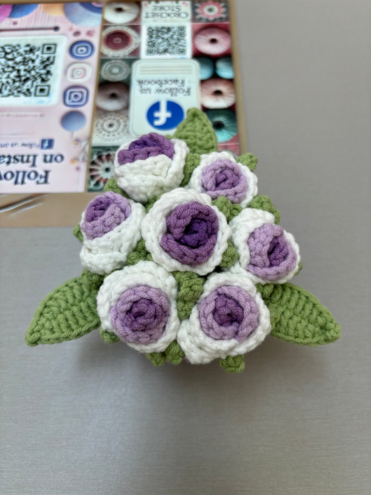 Handmade Crochet Flower Bouquets in Decorative Pots