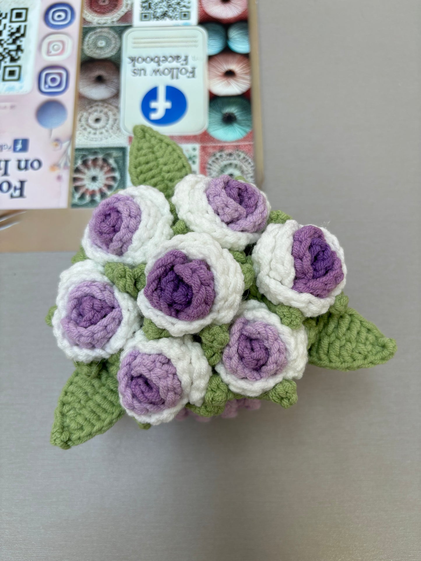 Handmade Crochet Flower Bouquets in Decorative Pots