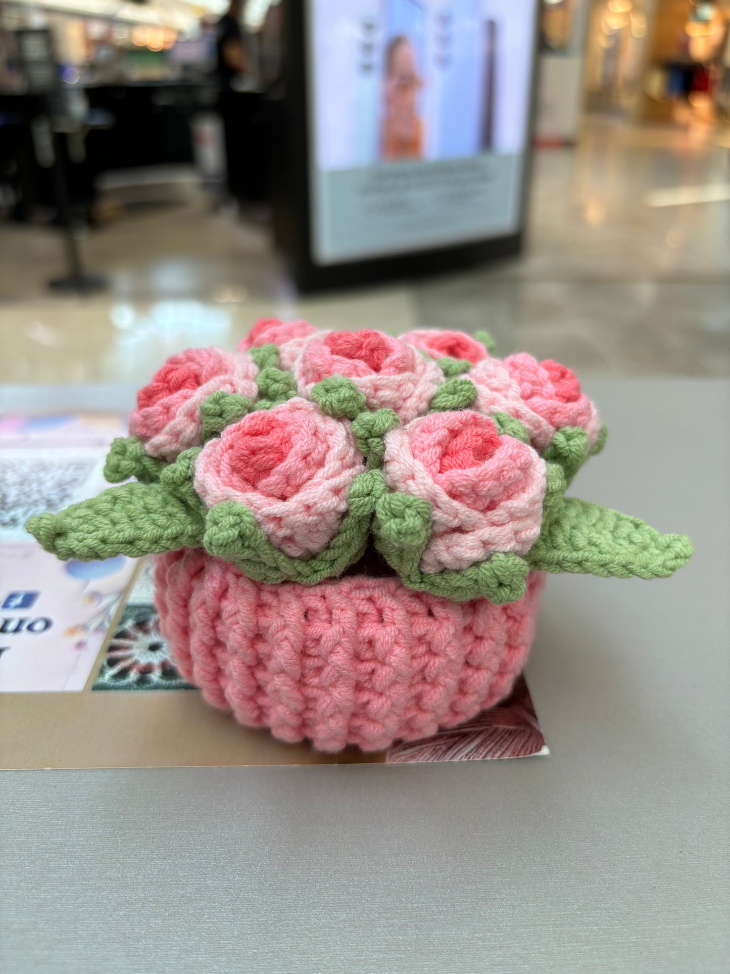 Handmade Crochet Flower Bouquets in Decorative Pots