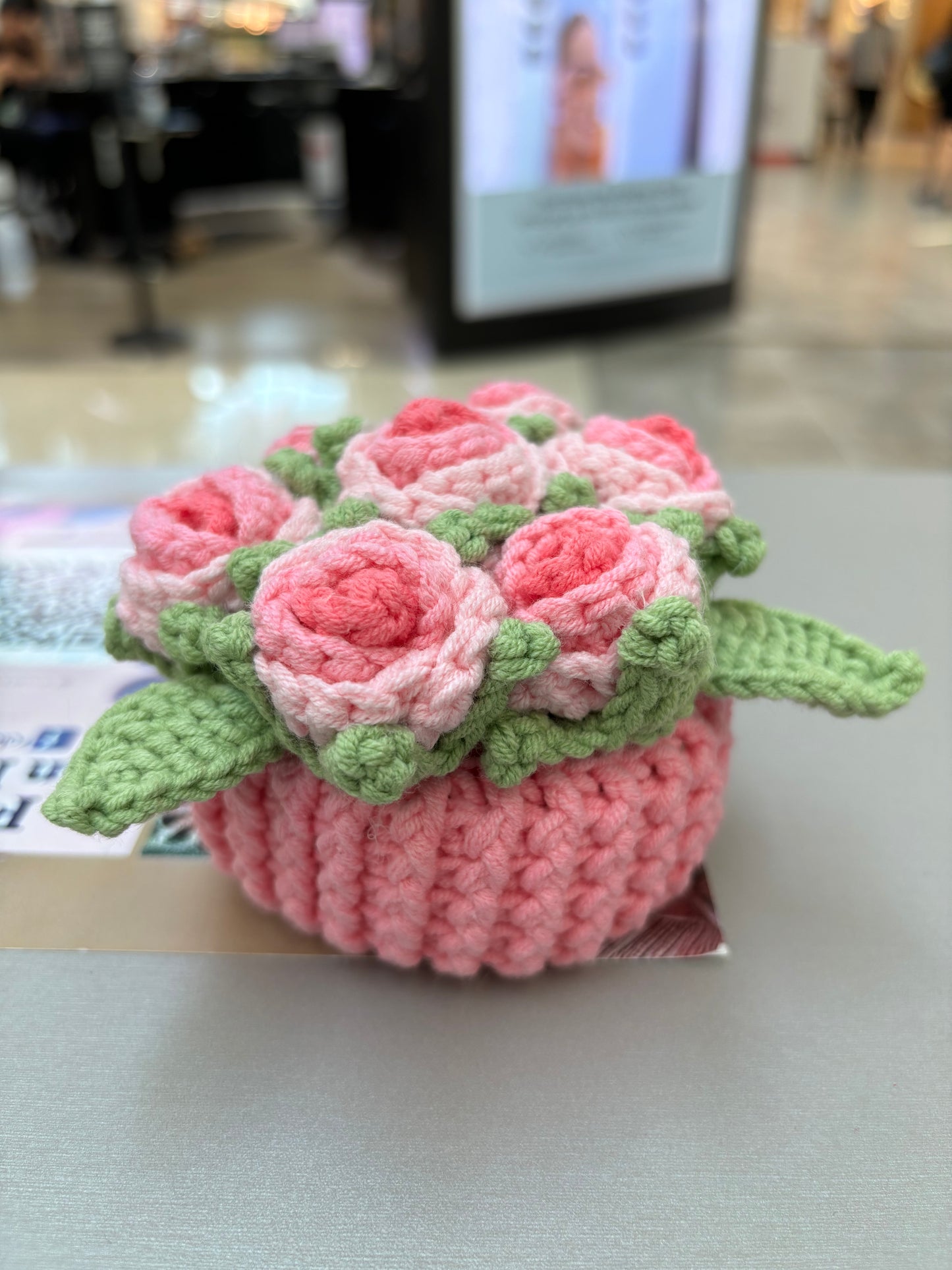 Handmade Crochet Flower Bouquets in Decorative Pots