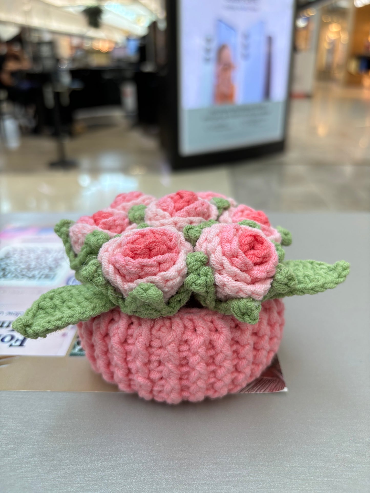 Handmade Crochet Flower Bouquets in Decorative Pots