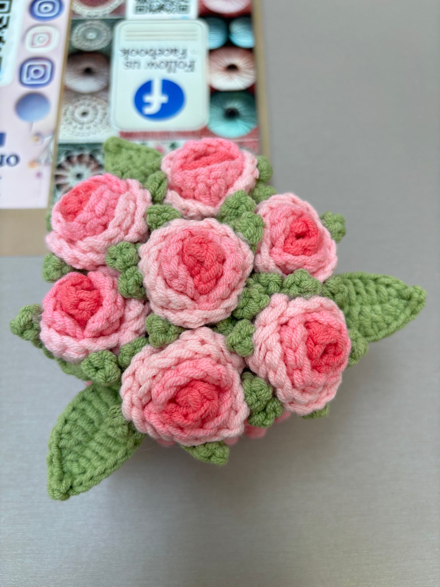 Handmade Crochet Flower Bouquets in Decorative Pots