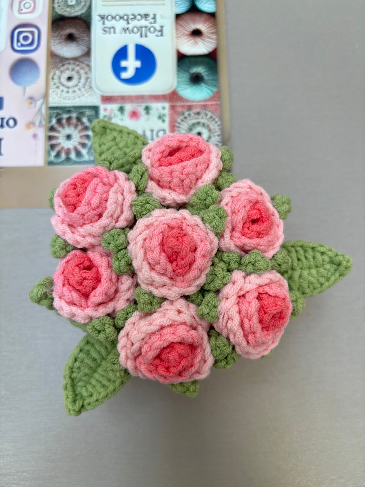 Handmade Crochet Flower Bouquets in Decorative Pots